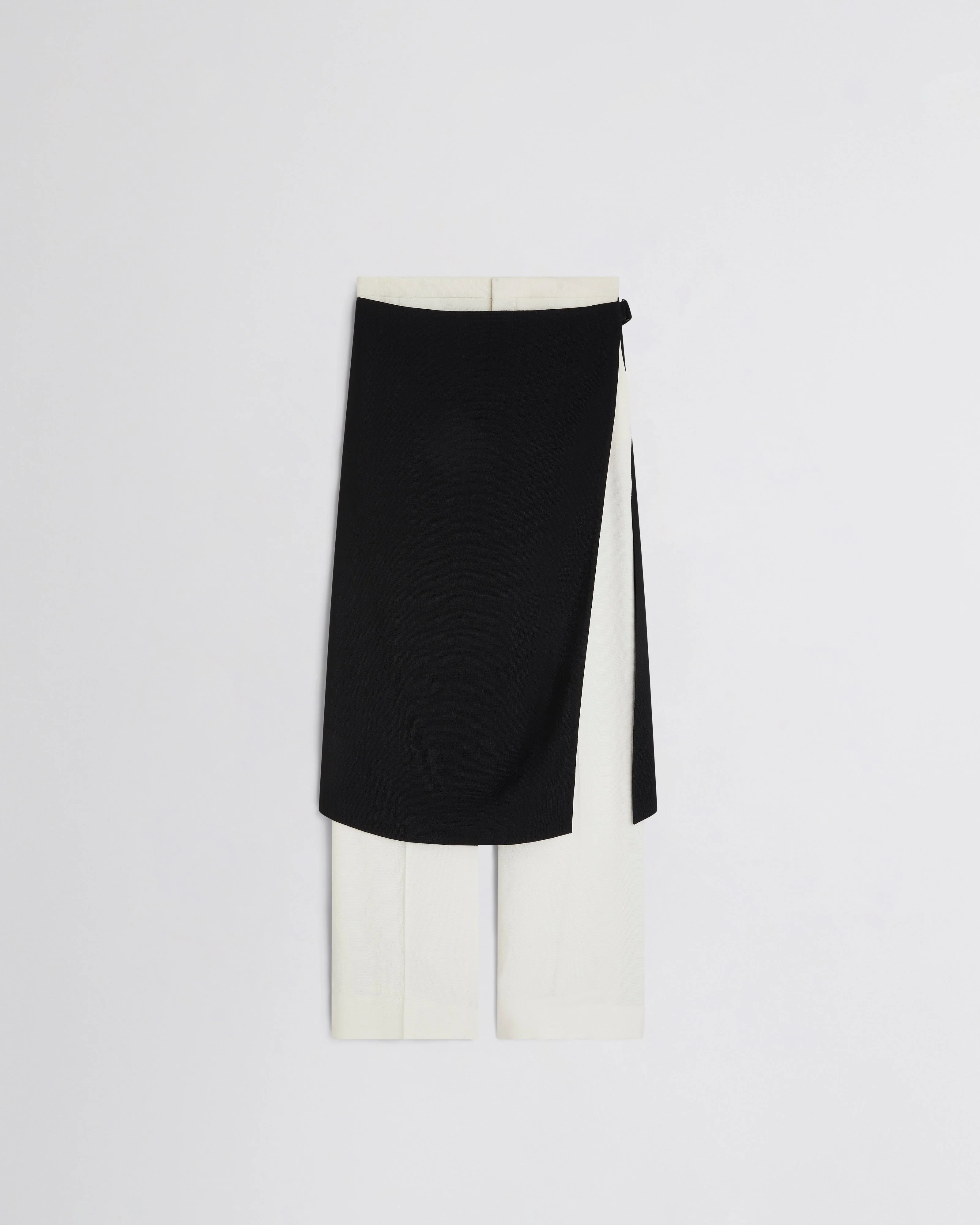 APRON TROUSERS | black/white woven viscose