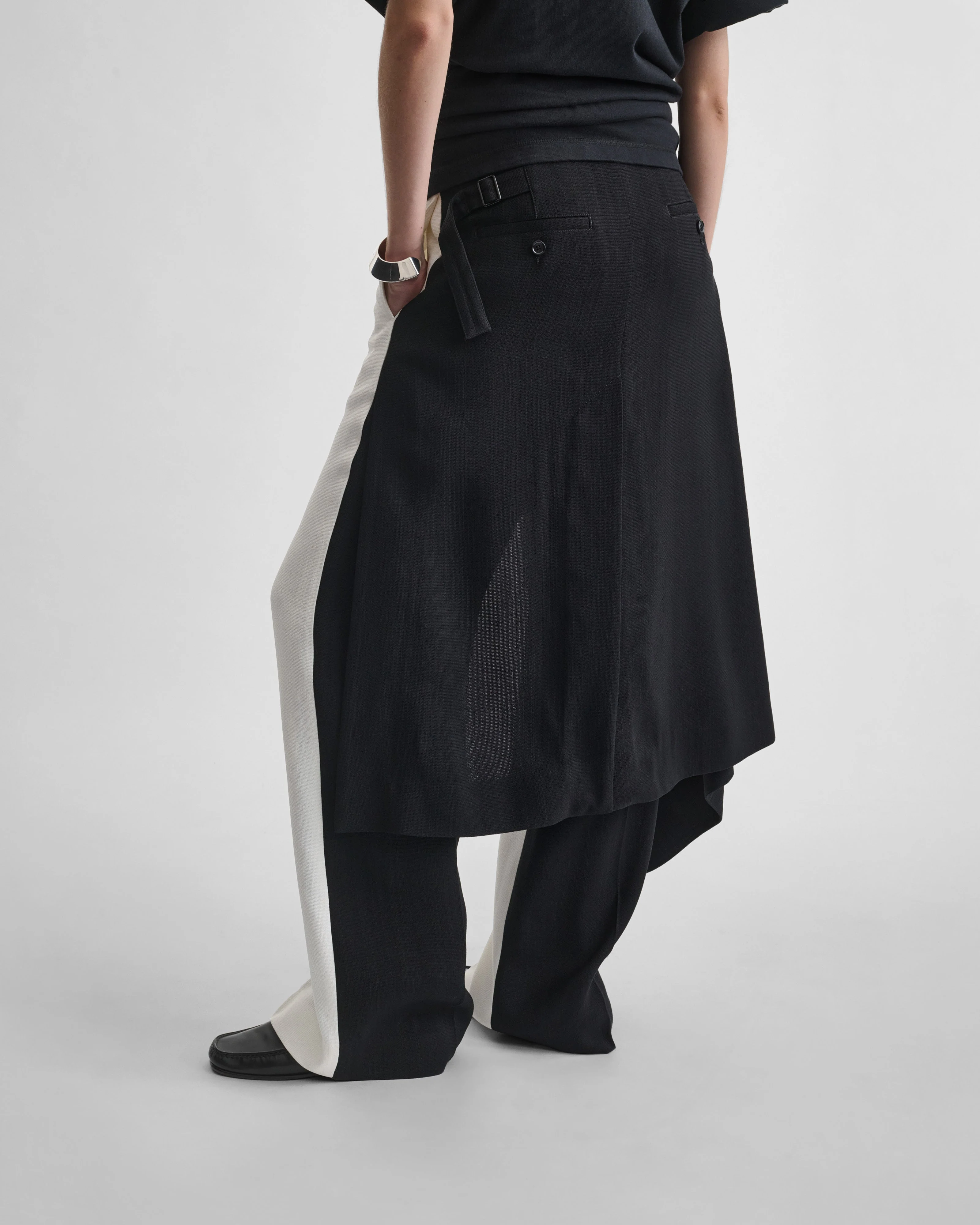 APRON TROUSERS | black/white woven viscose - Image 4
