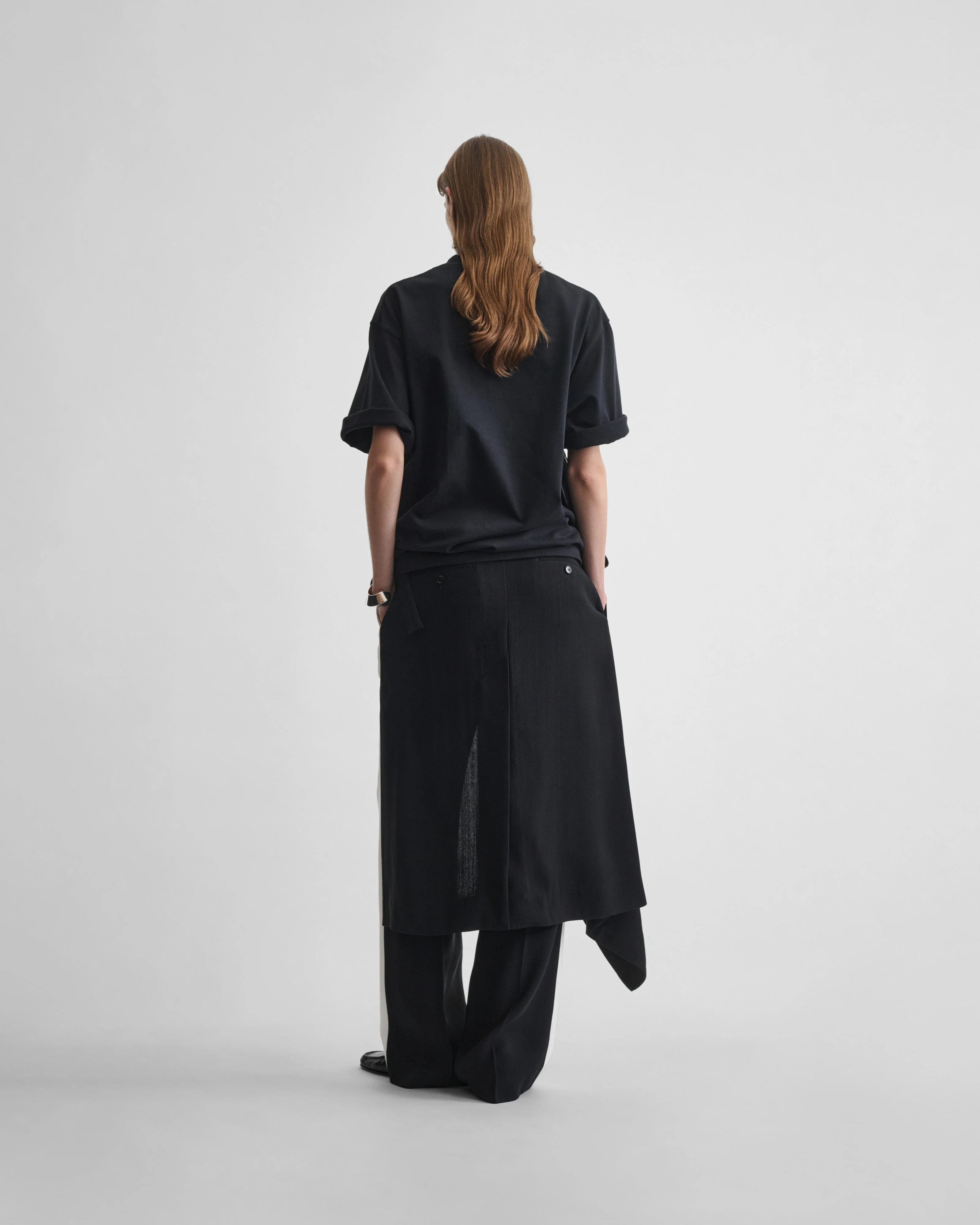 APRON TROUSERS | black/white woven viscose - Image 5