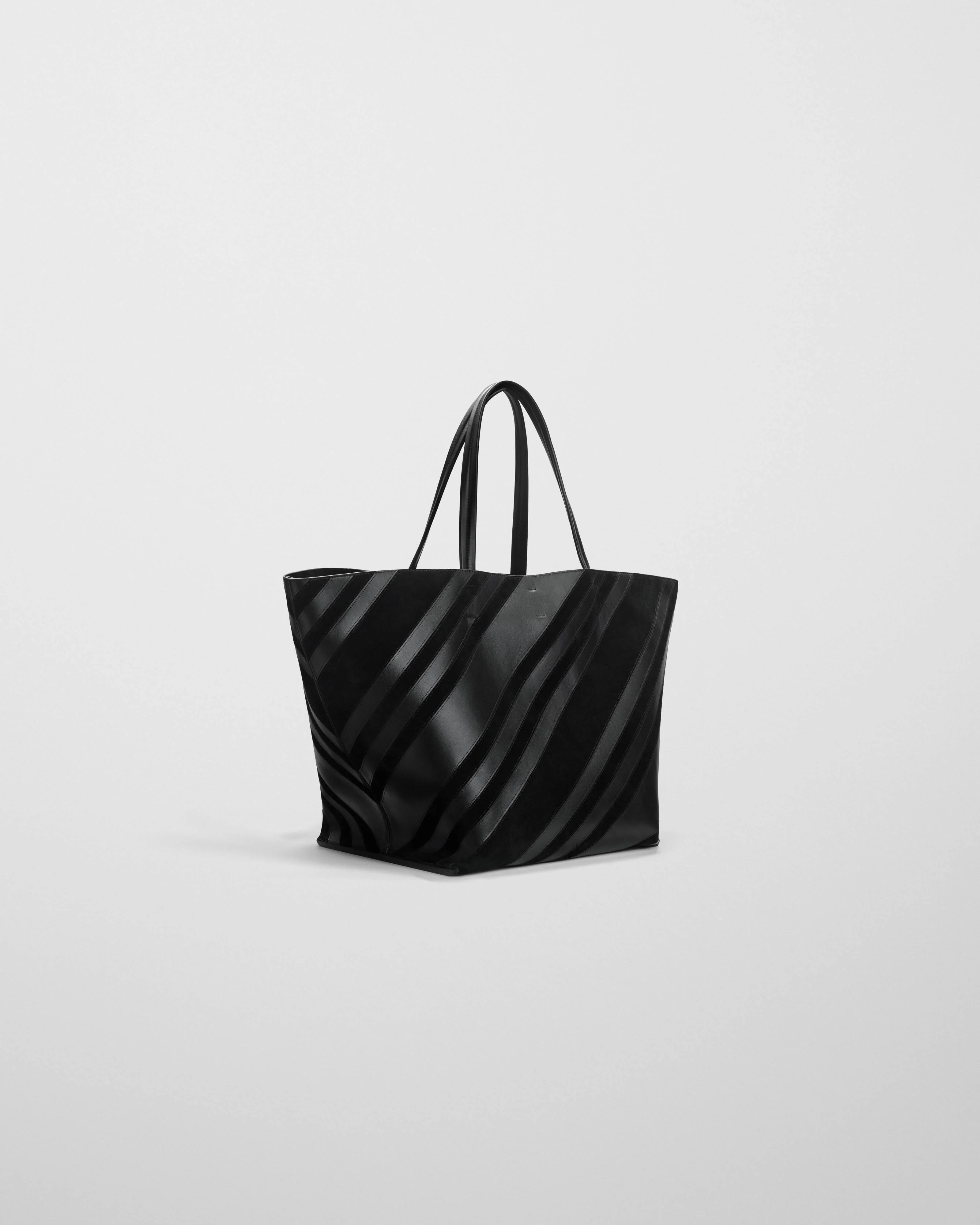 BASKET CABAS | black leather and suede with silver - Image 3