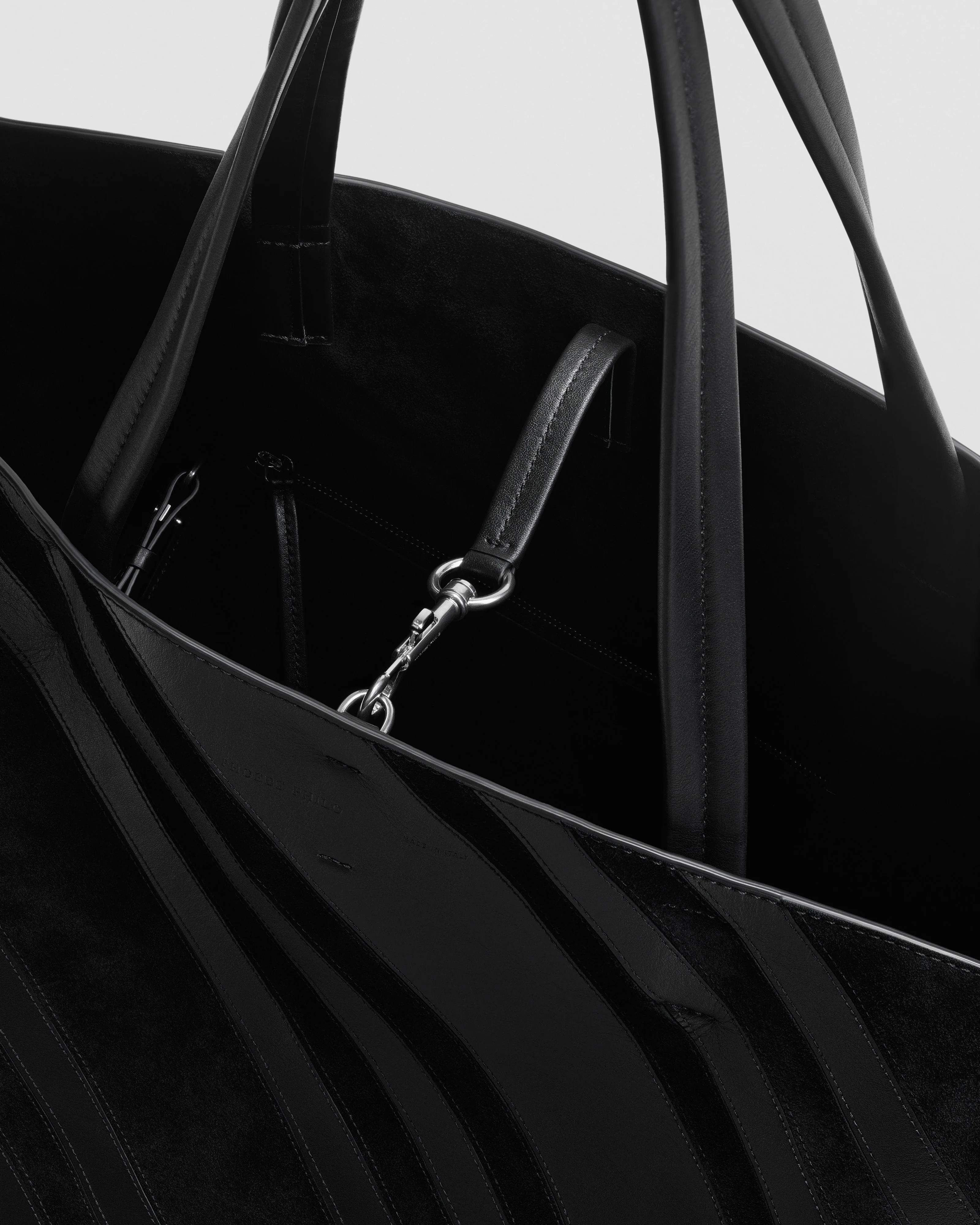 BASKET CABAS | black leather and suede with silver - Image 4
