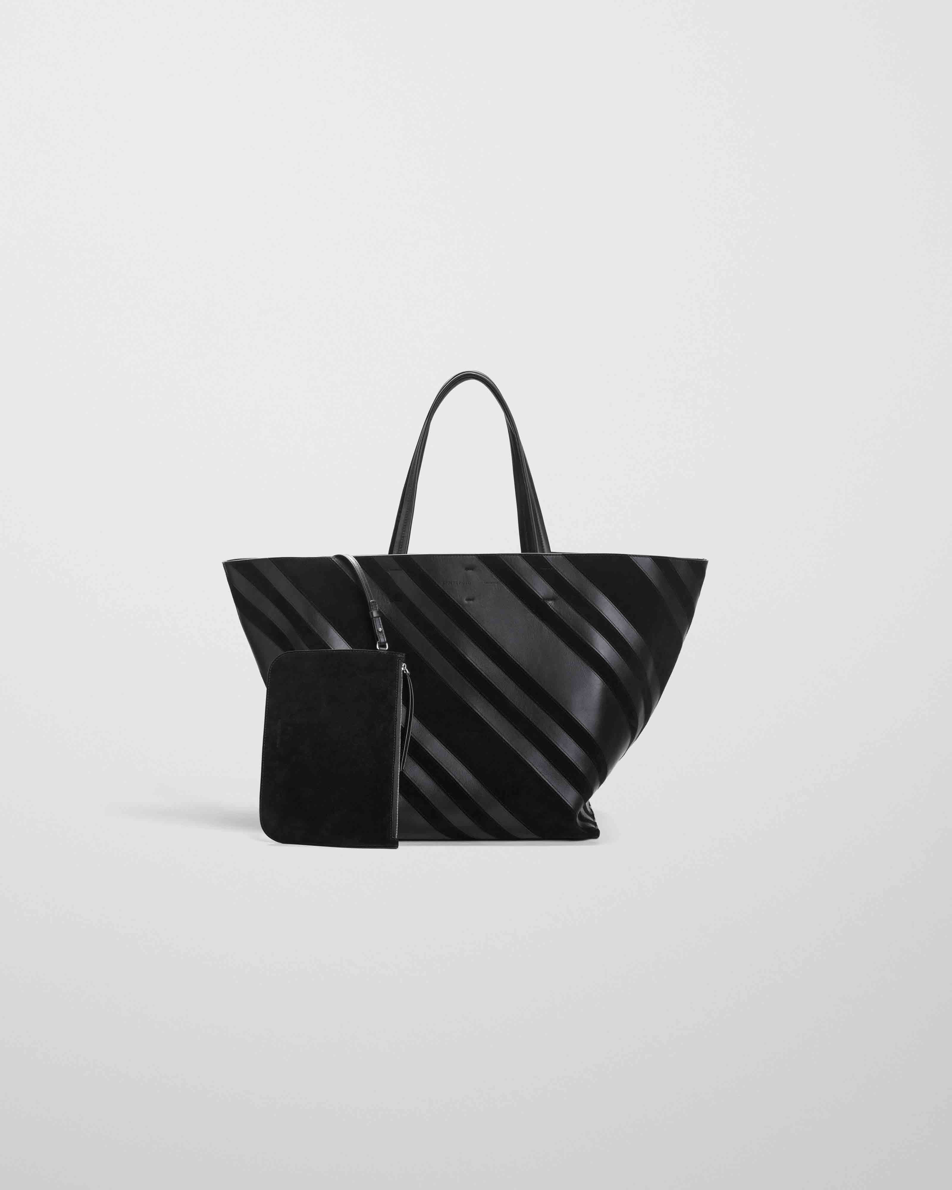 BASKET CABAS | black leather and suede with silver - Image 5