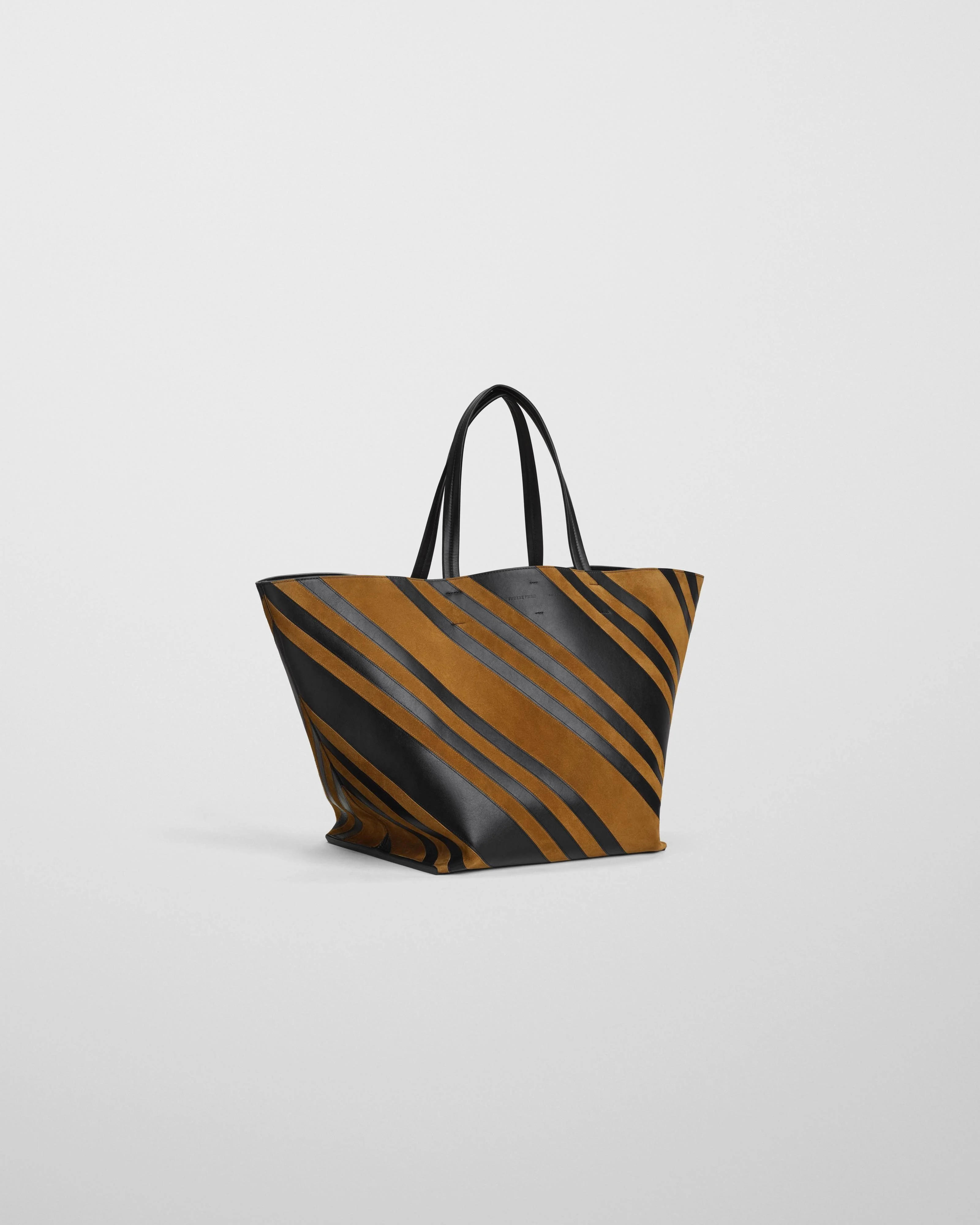 BASKET CABAS | black leather and toffee suede with silver - Image 3