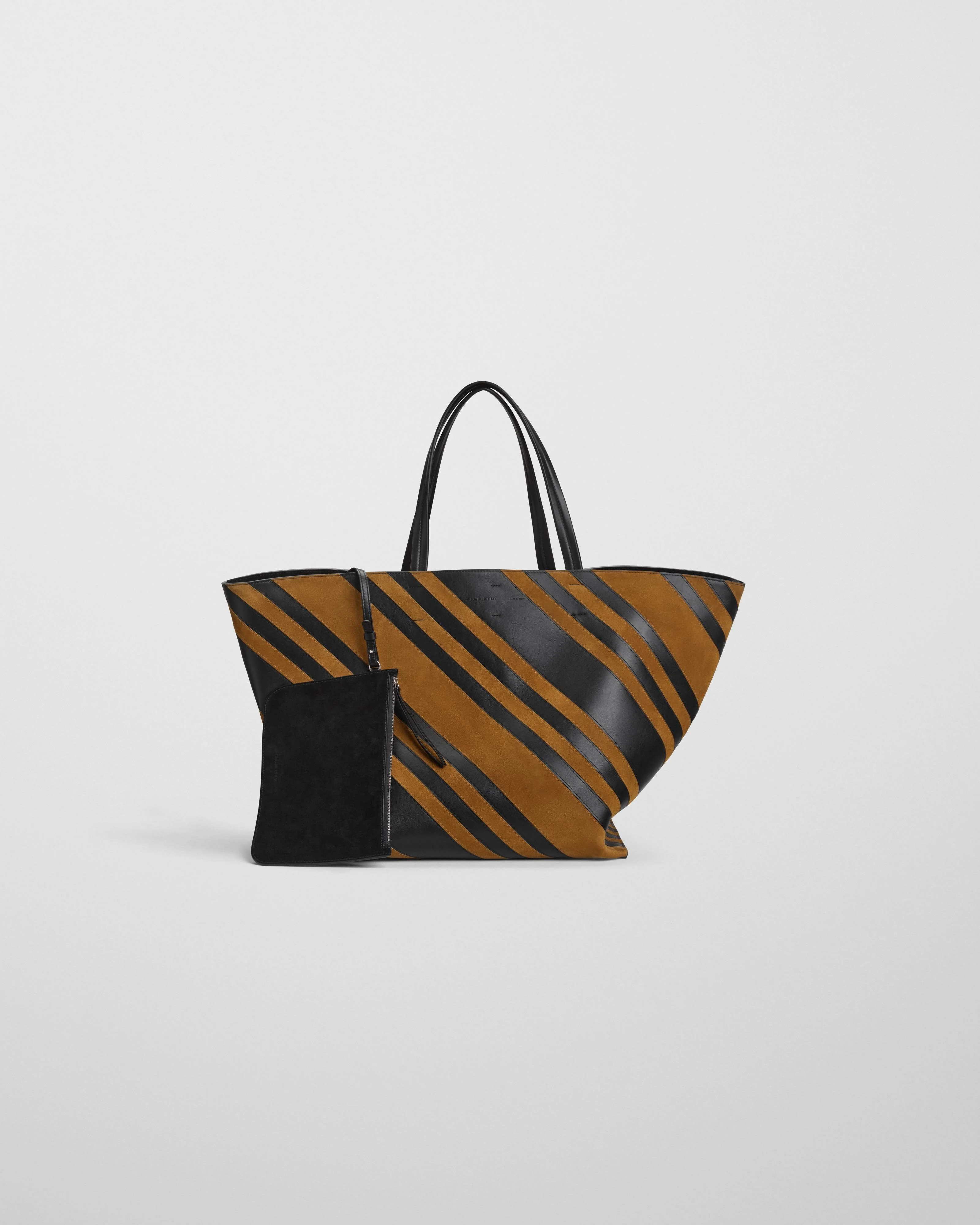 BASKET CABAS | black leather and toffee suede with silver - Image 5