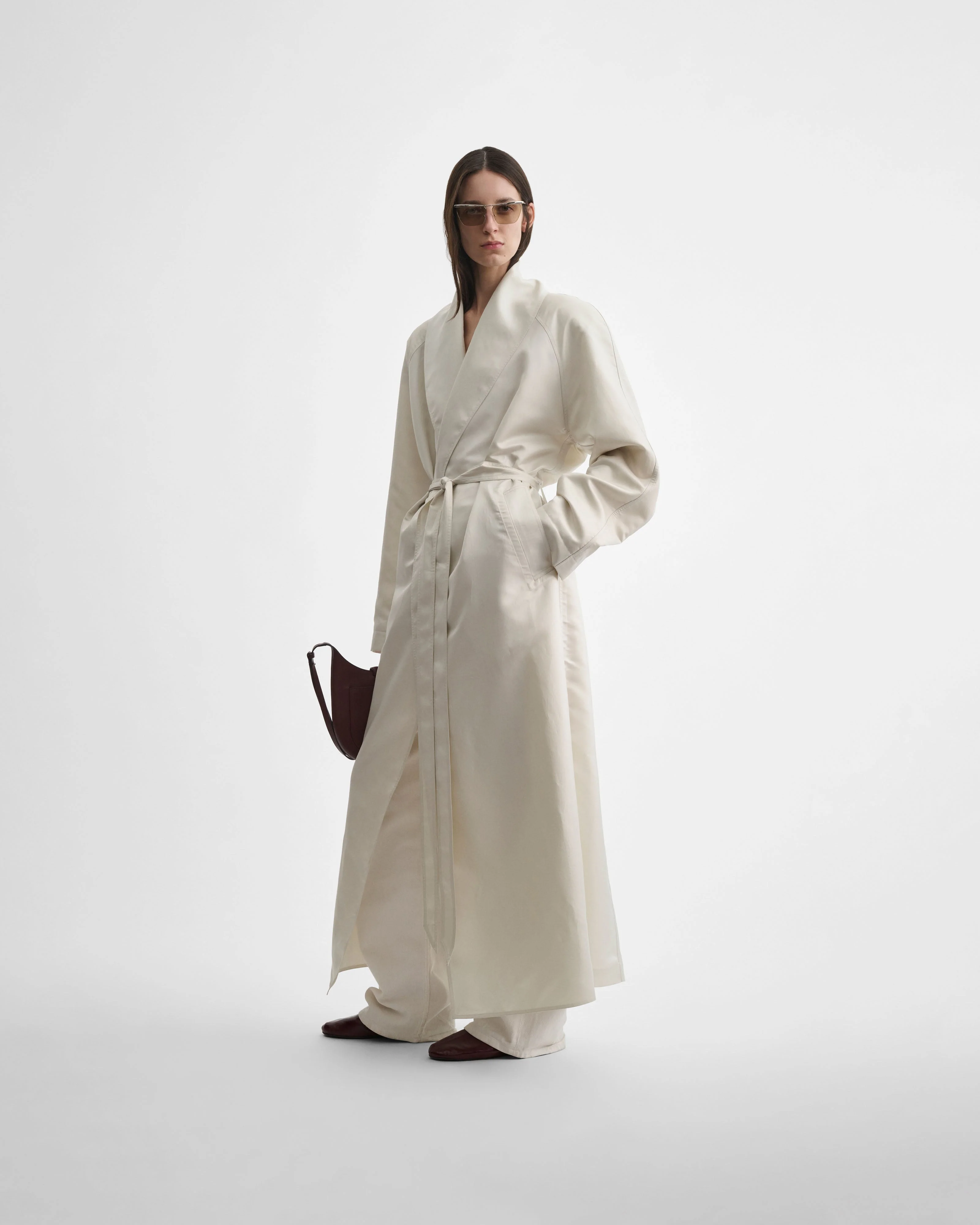 BELTED ROBE DRESS | salty white silk - Image 3