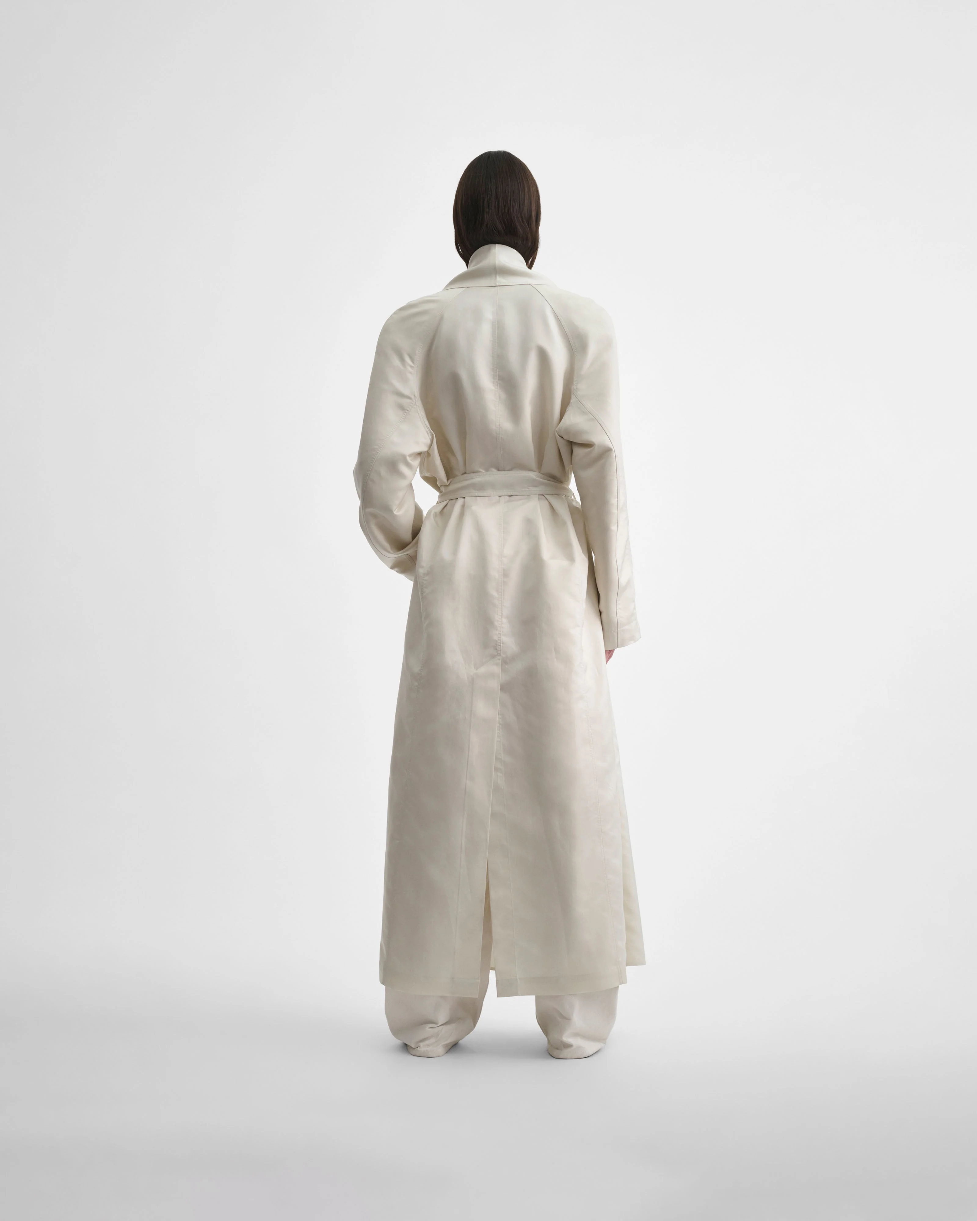 BELTED ROBE DRESS | salty white silk - Image 4