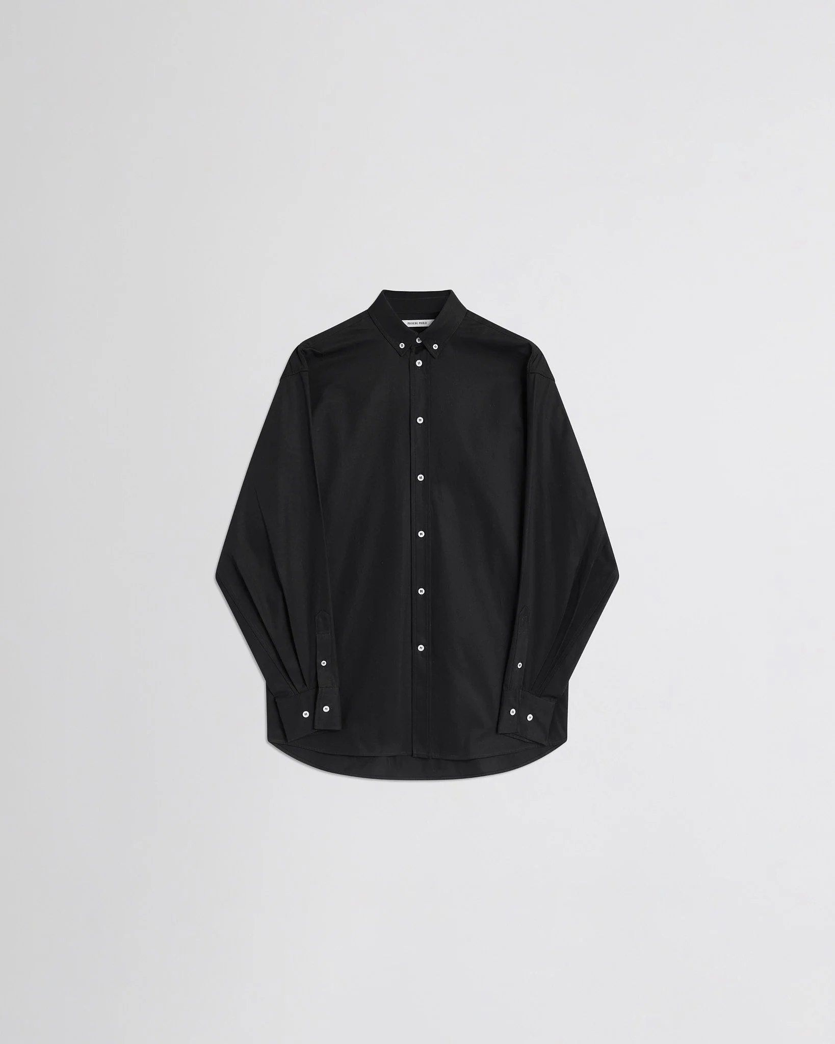 BUTTON COLLAR SHIRT | black cotton