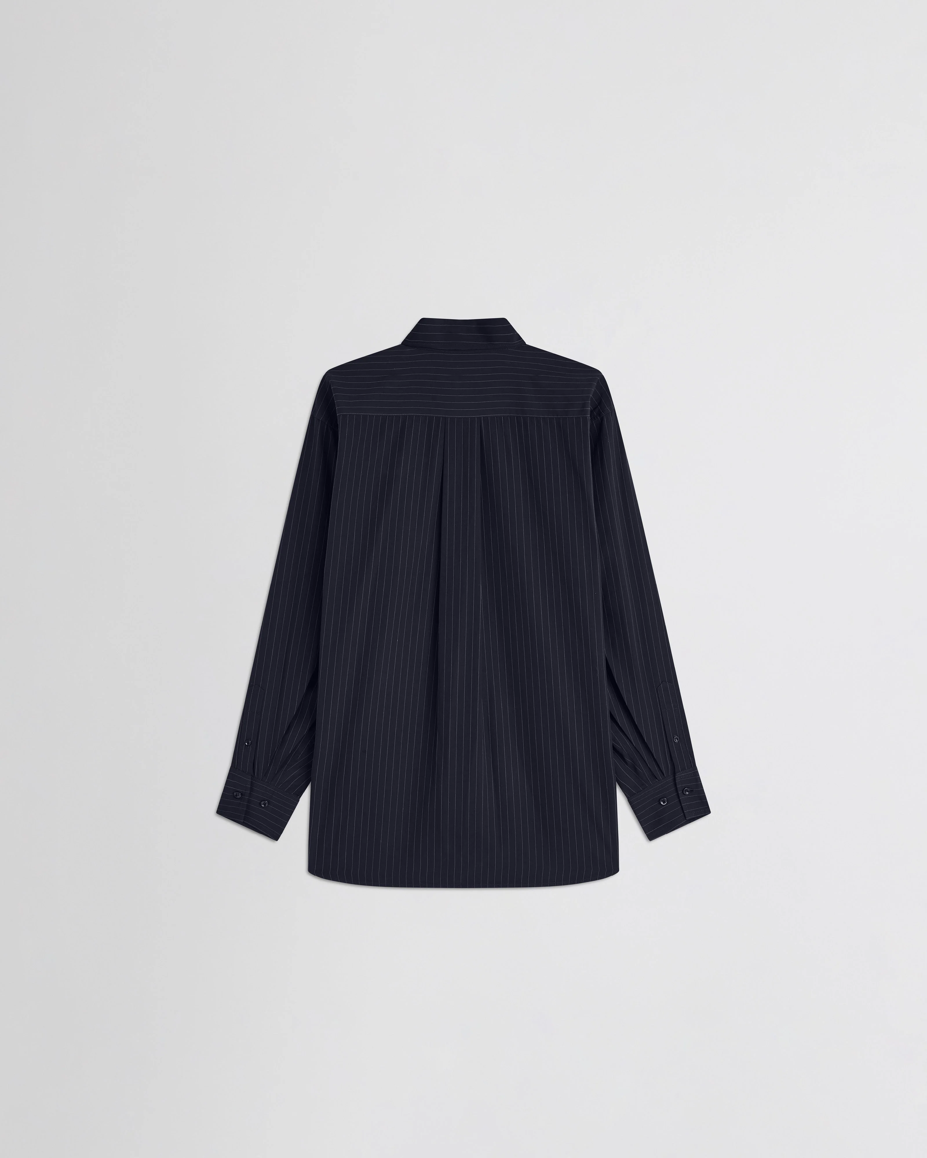 BUTTON COLLAR SHIRT | midnight pinstripe cotton - Image 2