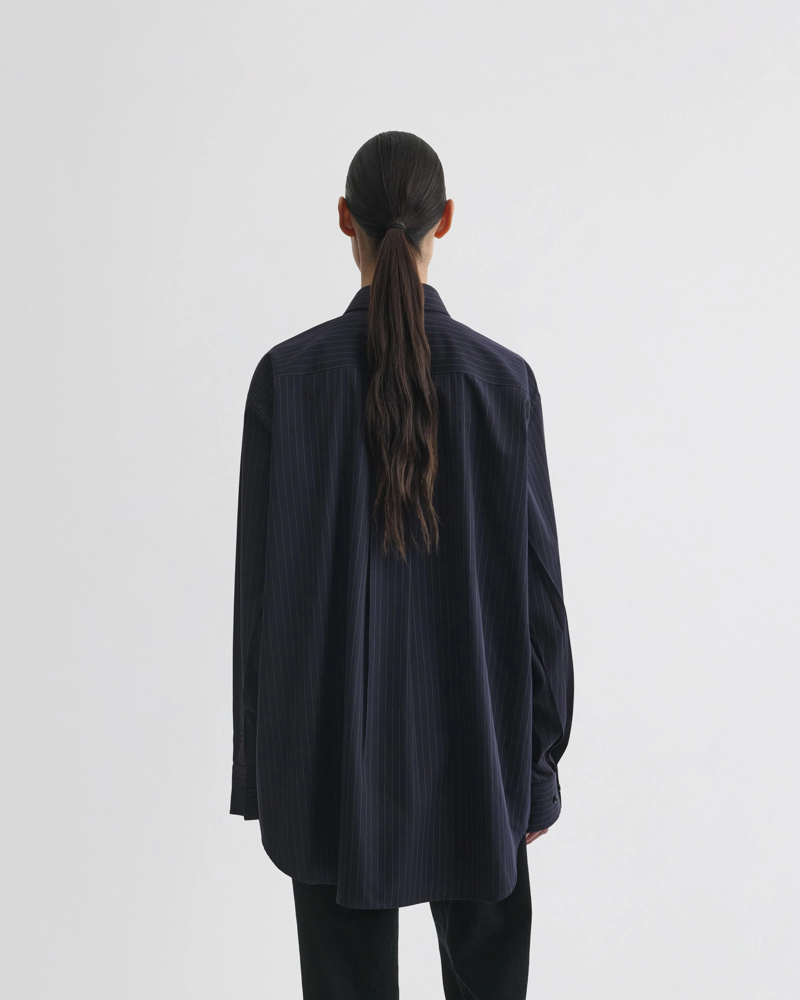 BUTTON COLLAR SHIRT | midnight pinstripe cotton - Image 6