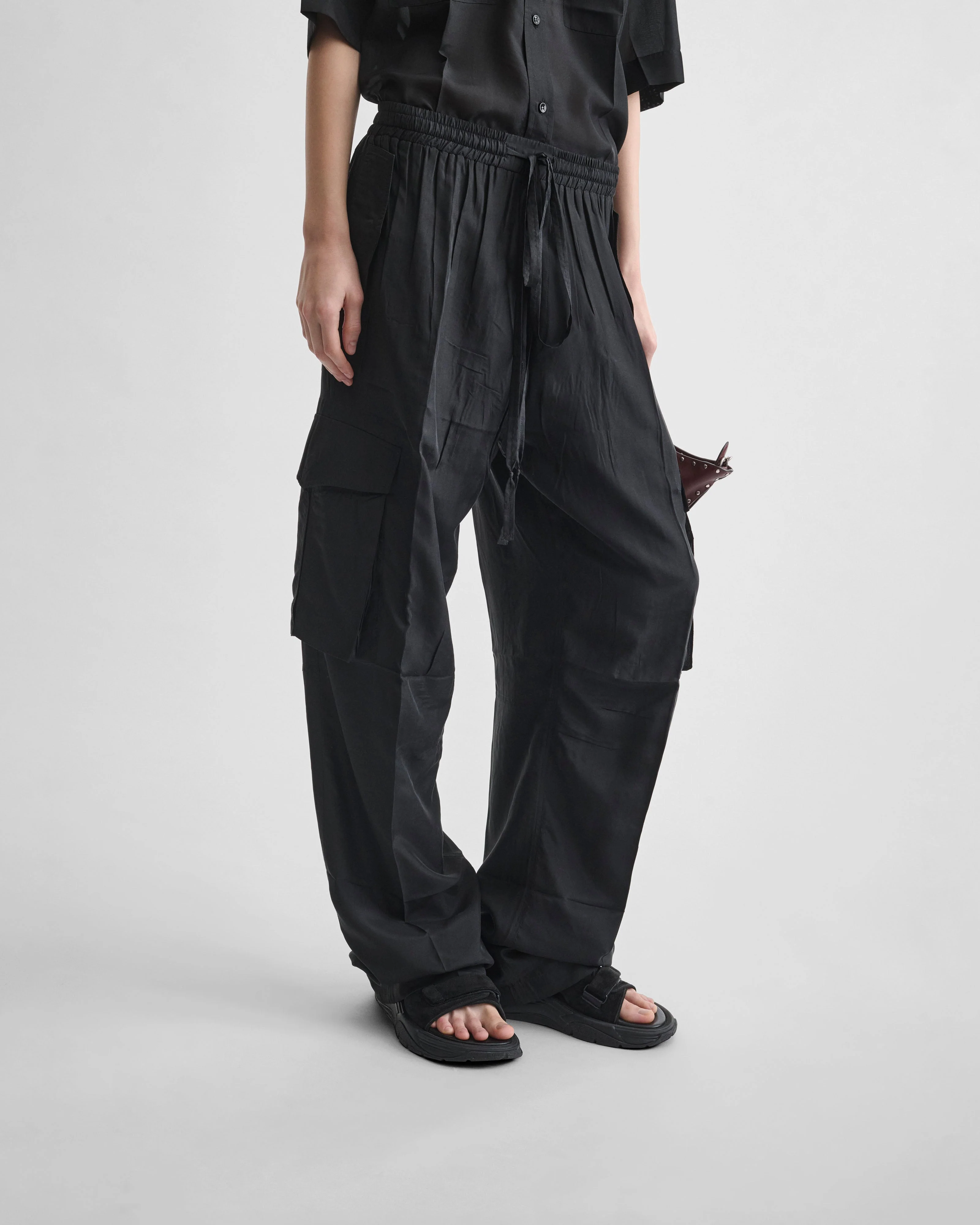 CARGO TROUSERS | black silk - Image 4