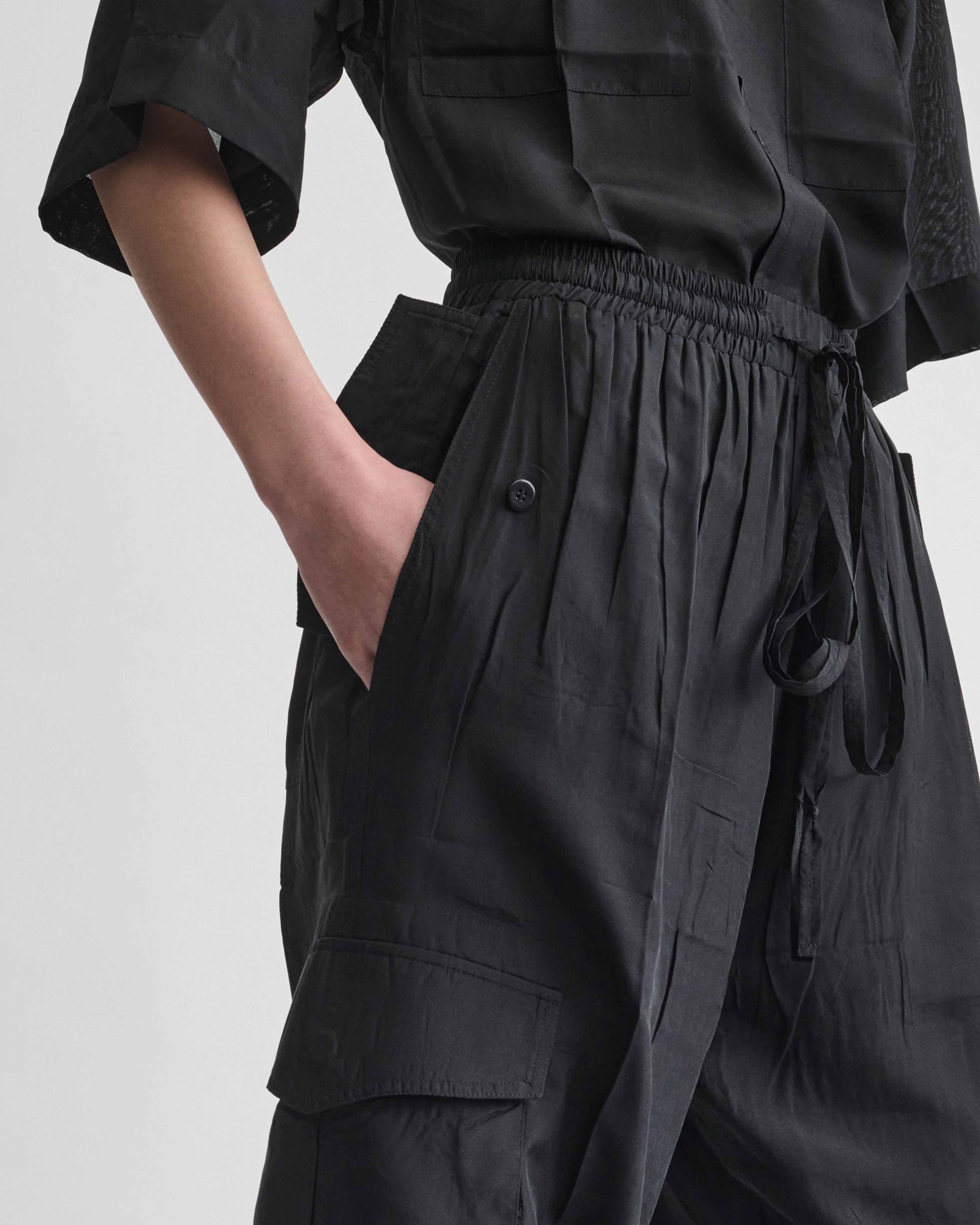 CARGO TROUSERS | black silk - Image 6