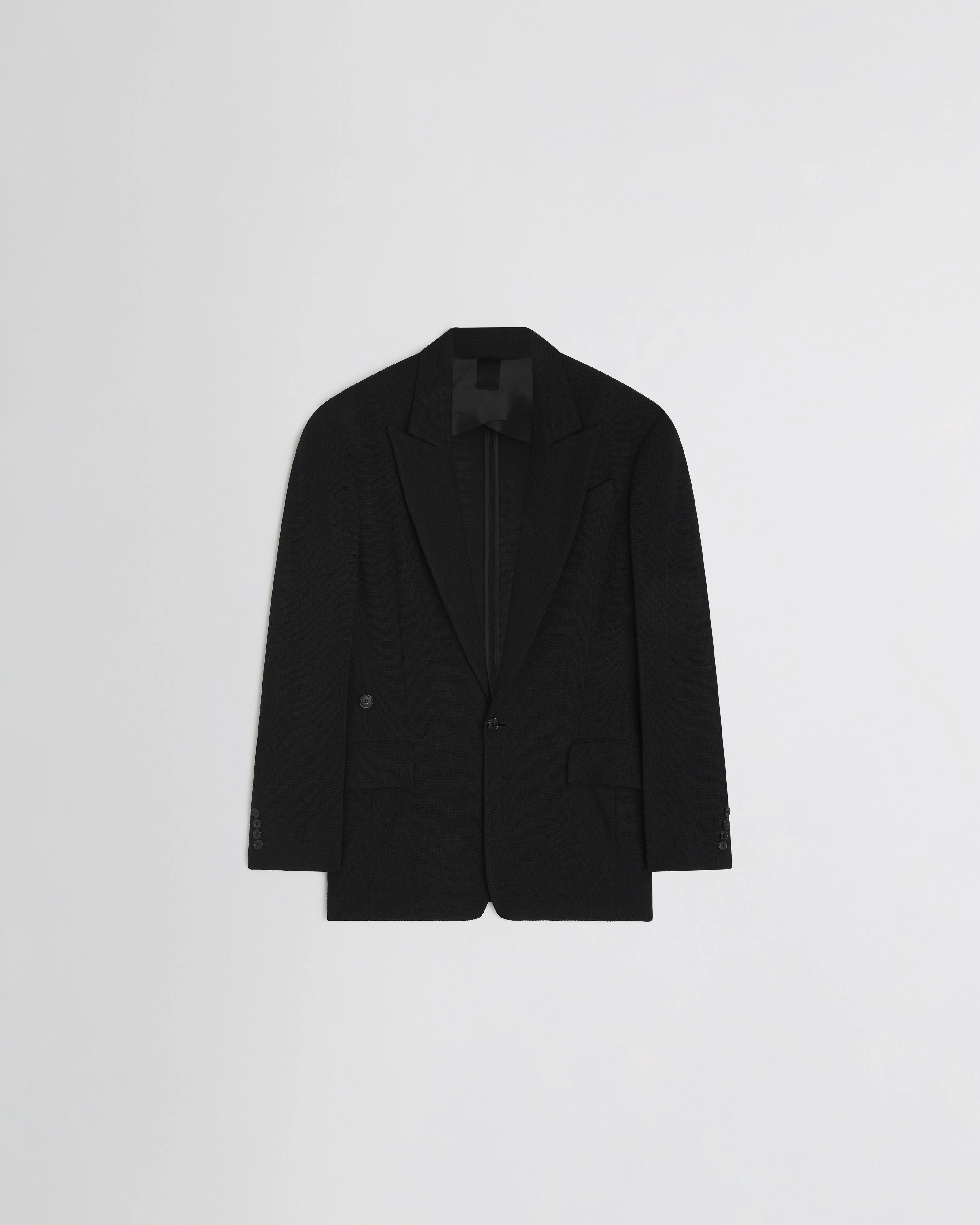 CINCHED TAILORED JACKET | black woven viscose
