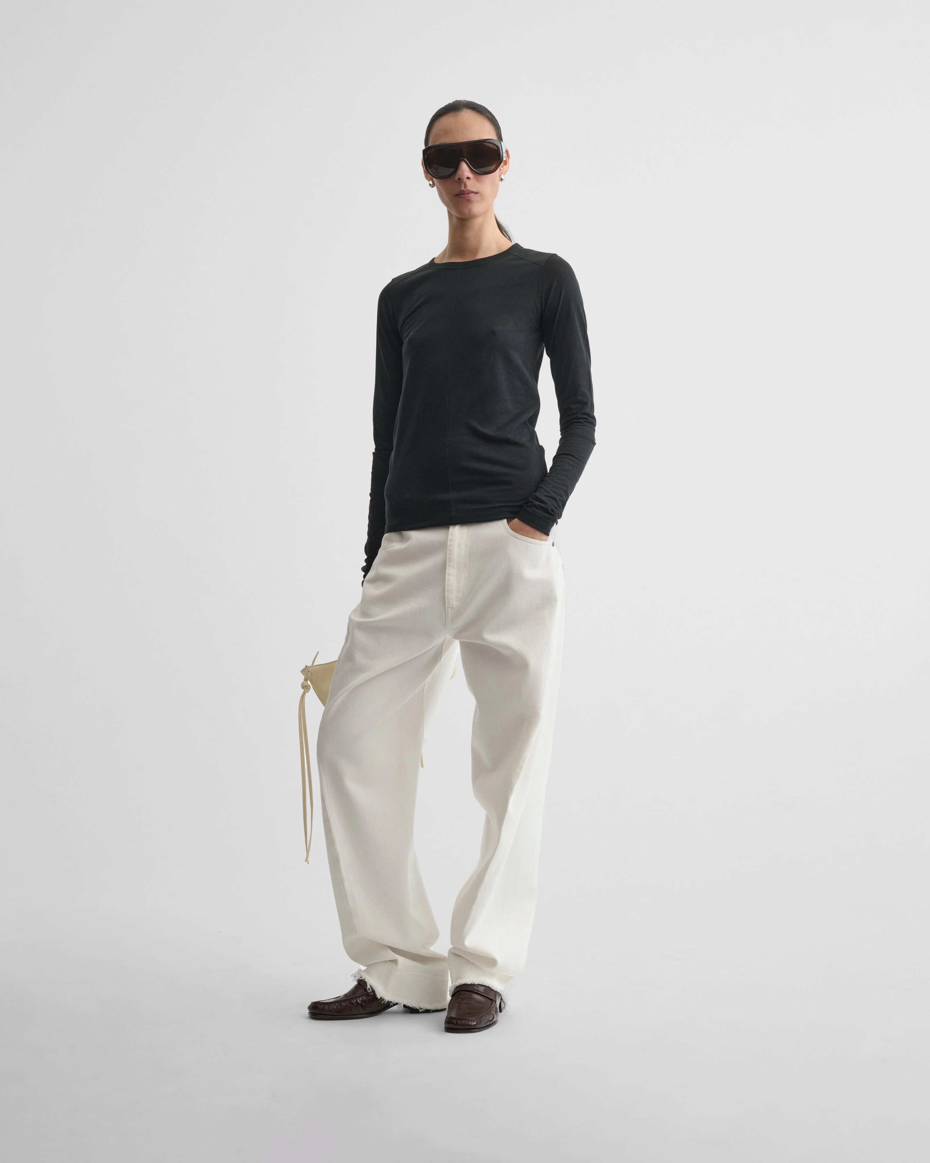 CREW NECK TOP | black cotton - Image 3