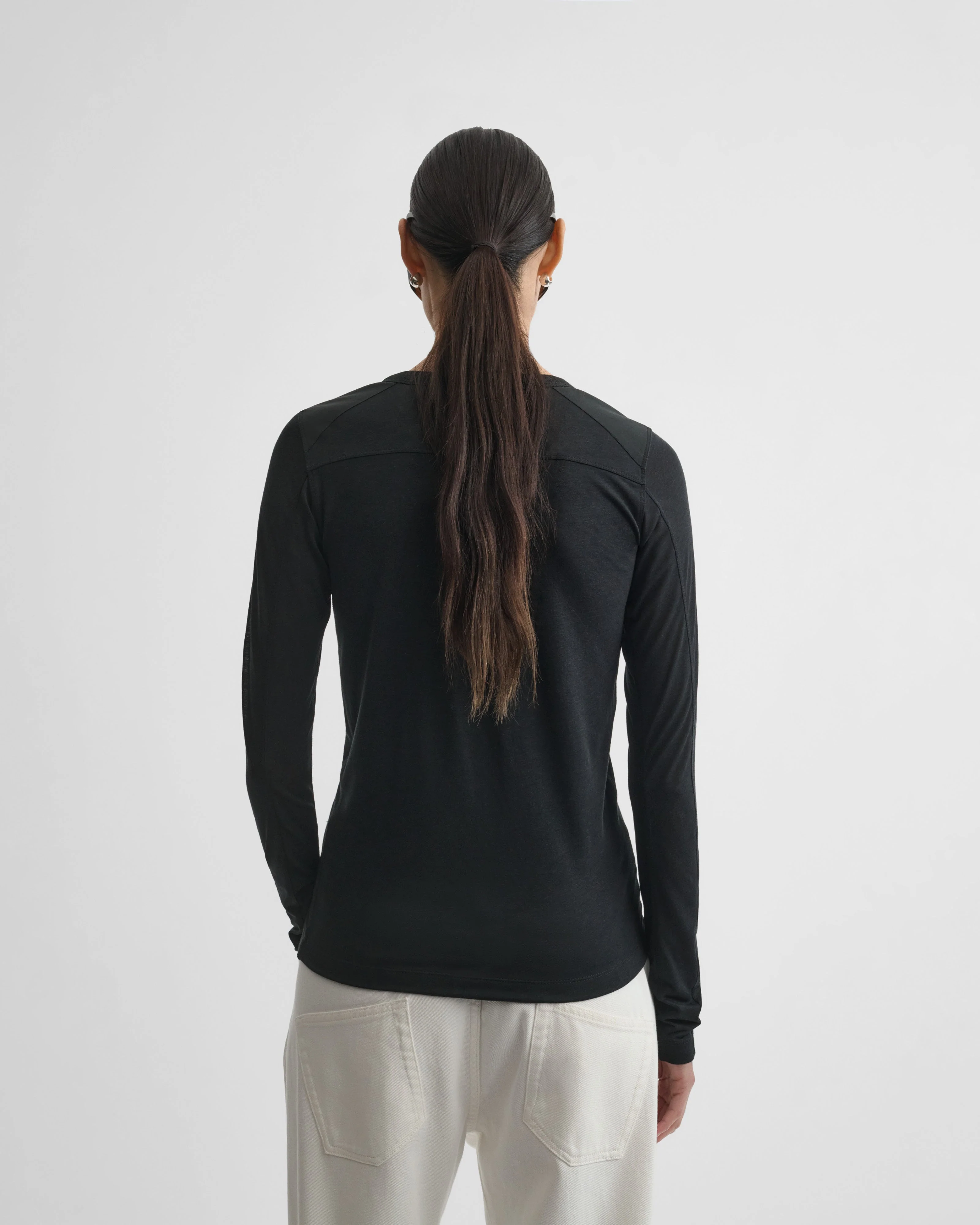 CREW NECK TOP | black cotton - Image 6
