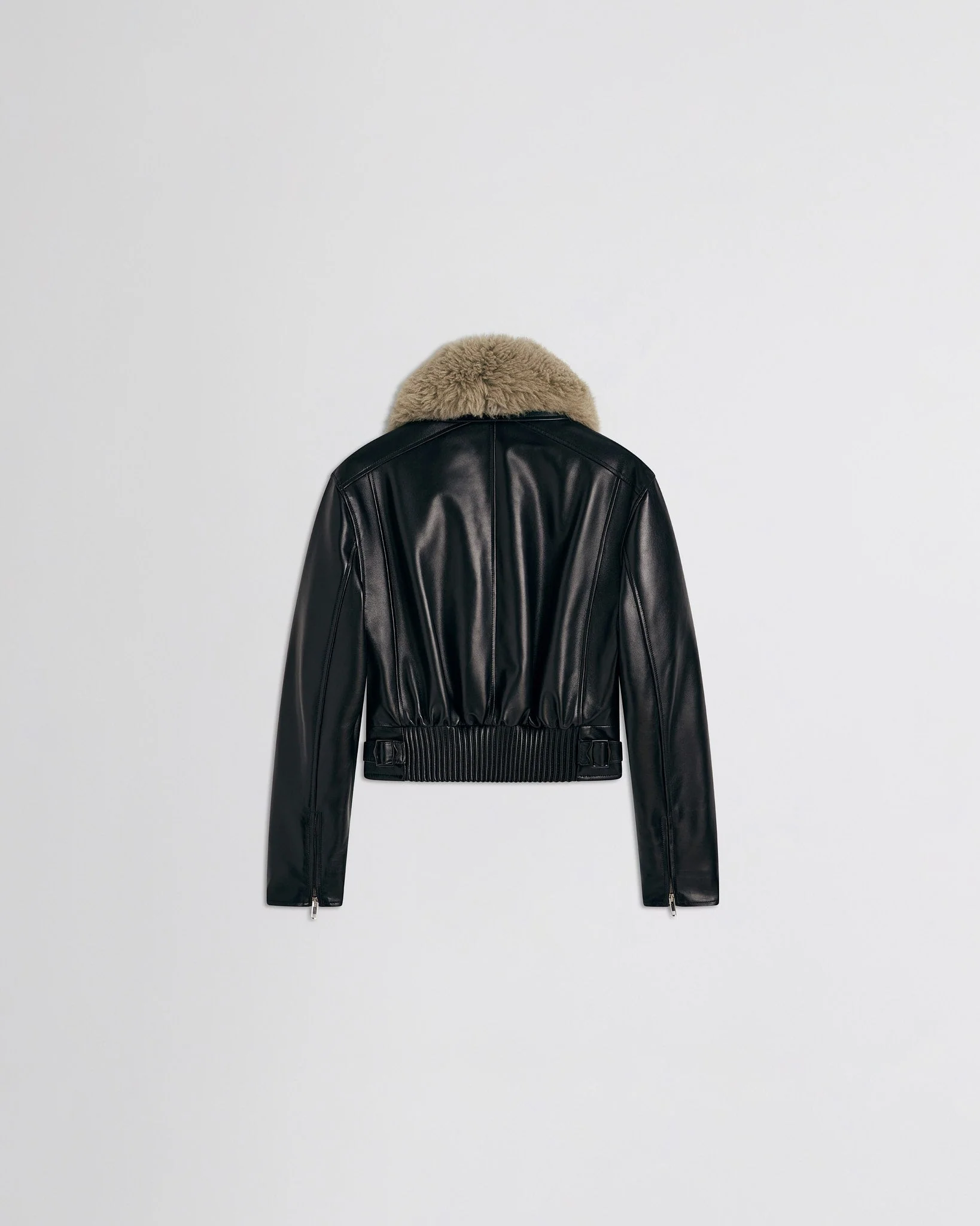 CROPPED AVIATOR JACKET | black leather - Image 2