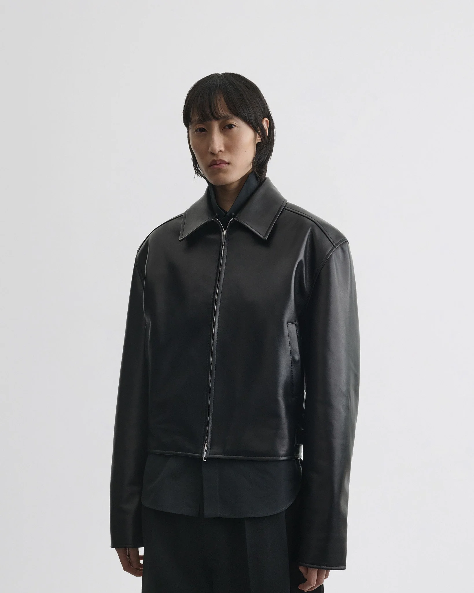 CROPPED AVIATOR JACKET | black leather - Image 5