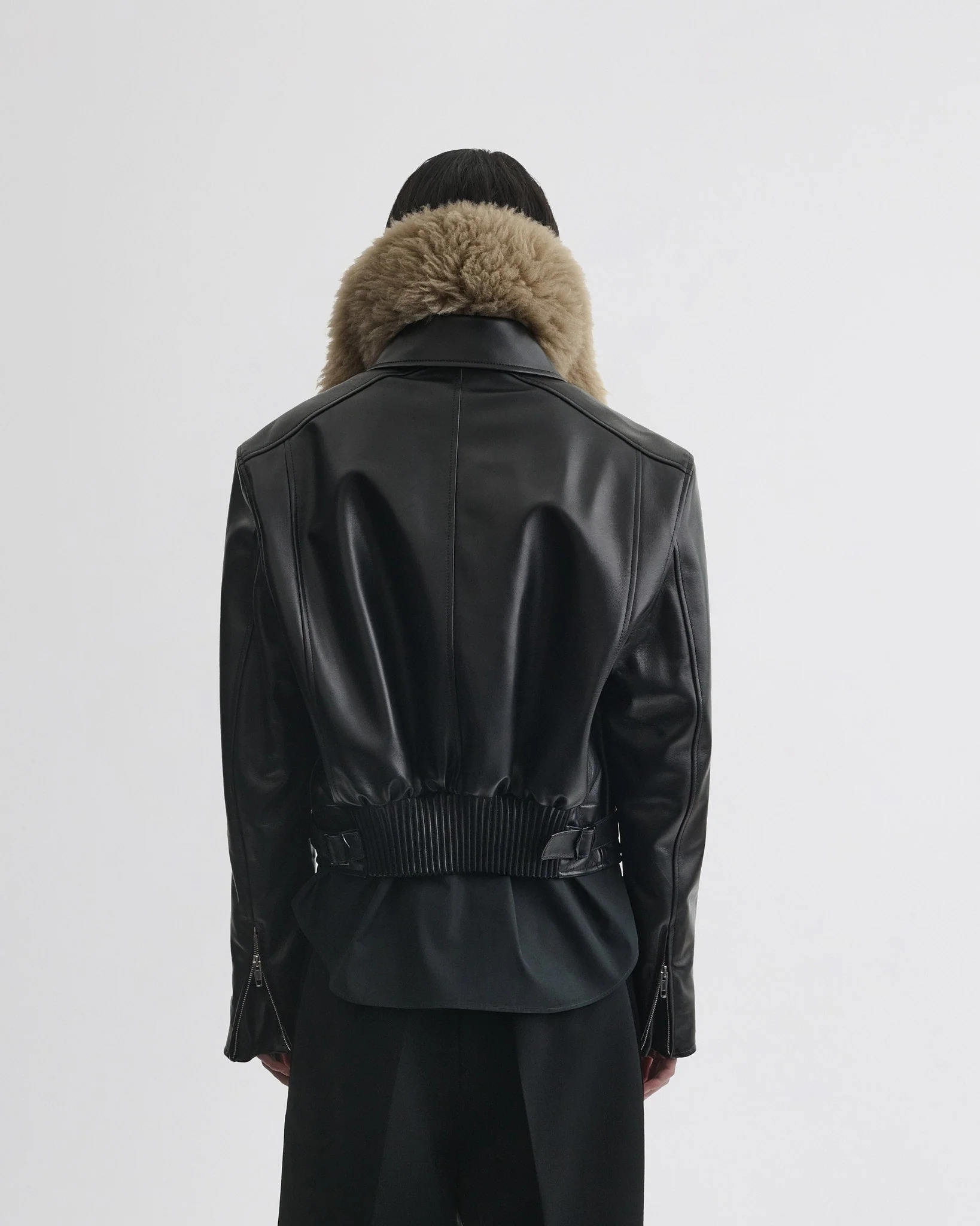 CROPPED AVIATOR JACKET | black leather - Image 6