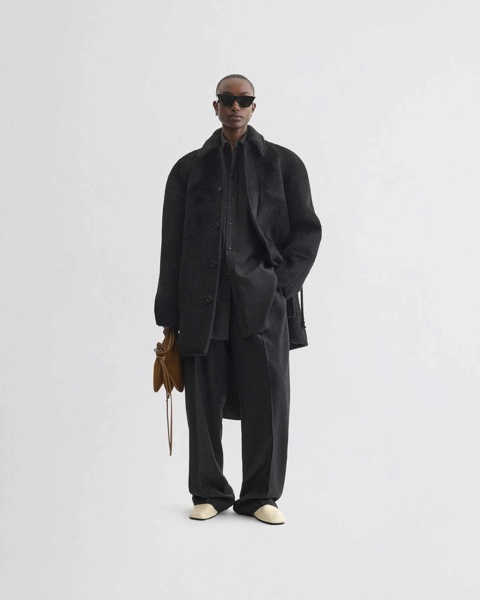 CROPPED CAR COAT | black alpaca wool - Image 3