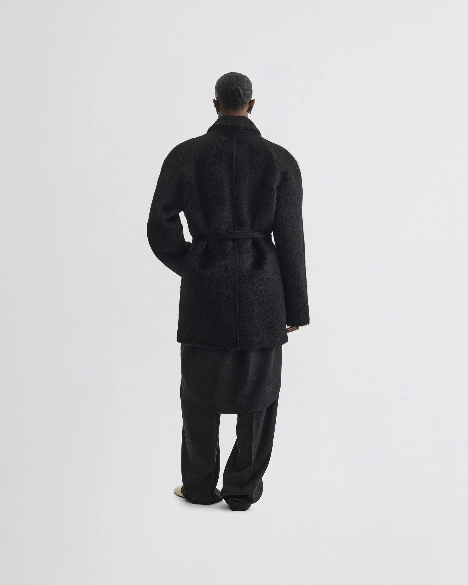 CROPPED CAR COAT | black alpaca wool - Image 6