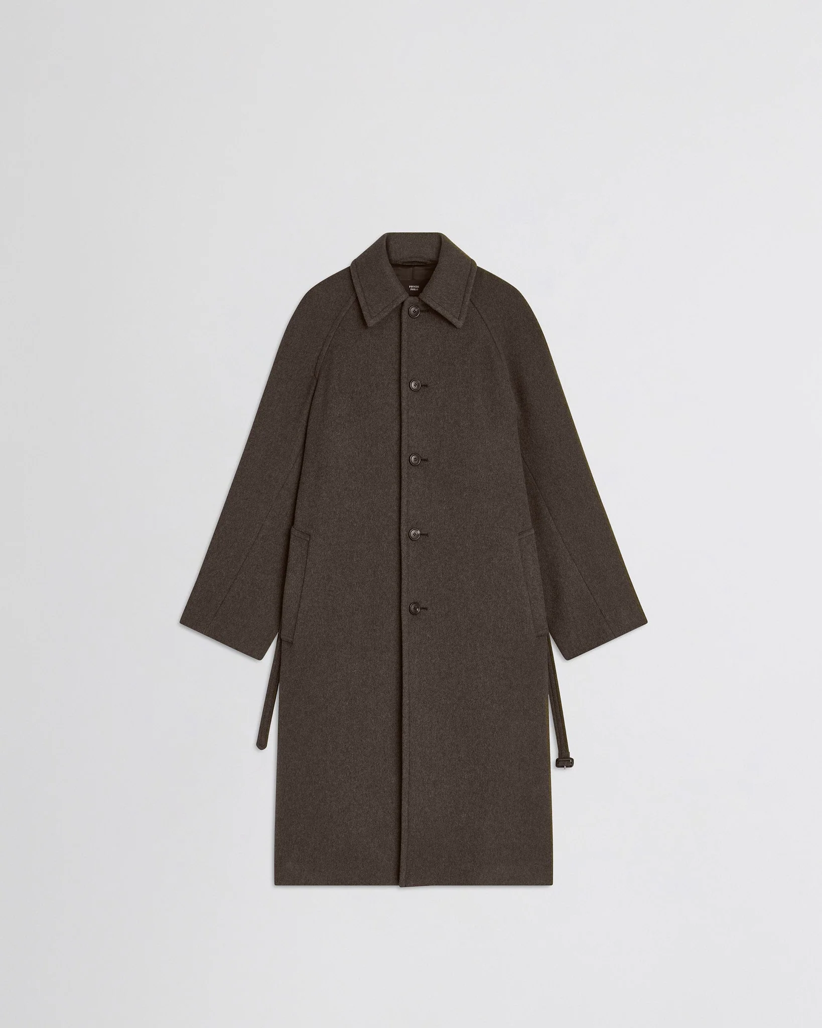 CURVE SHOULDER COAT | brown cashmere