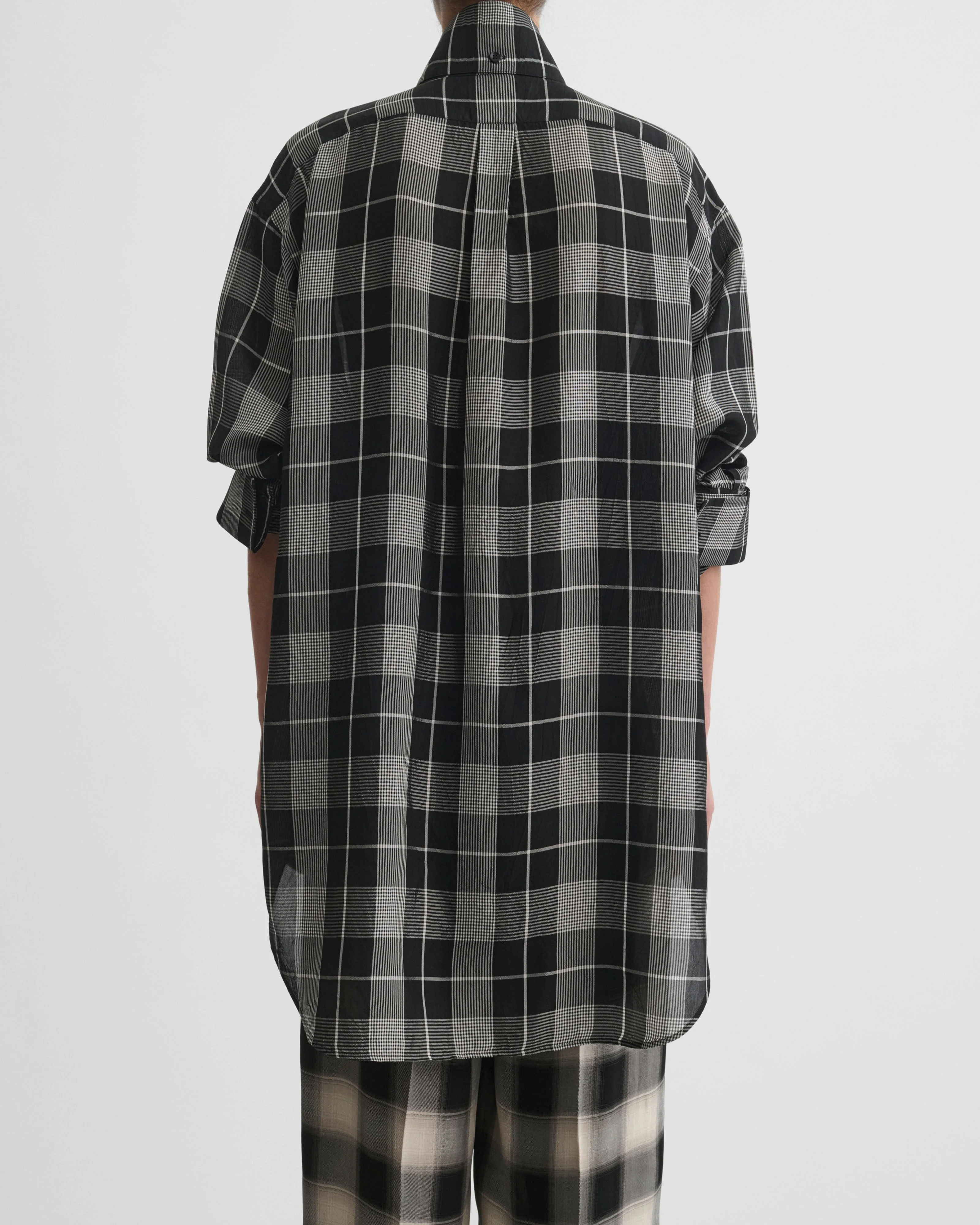 CUSTOM TUX SHIRT | b/w check viscose - Image 4