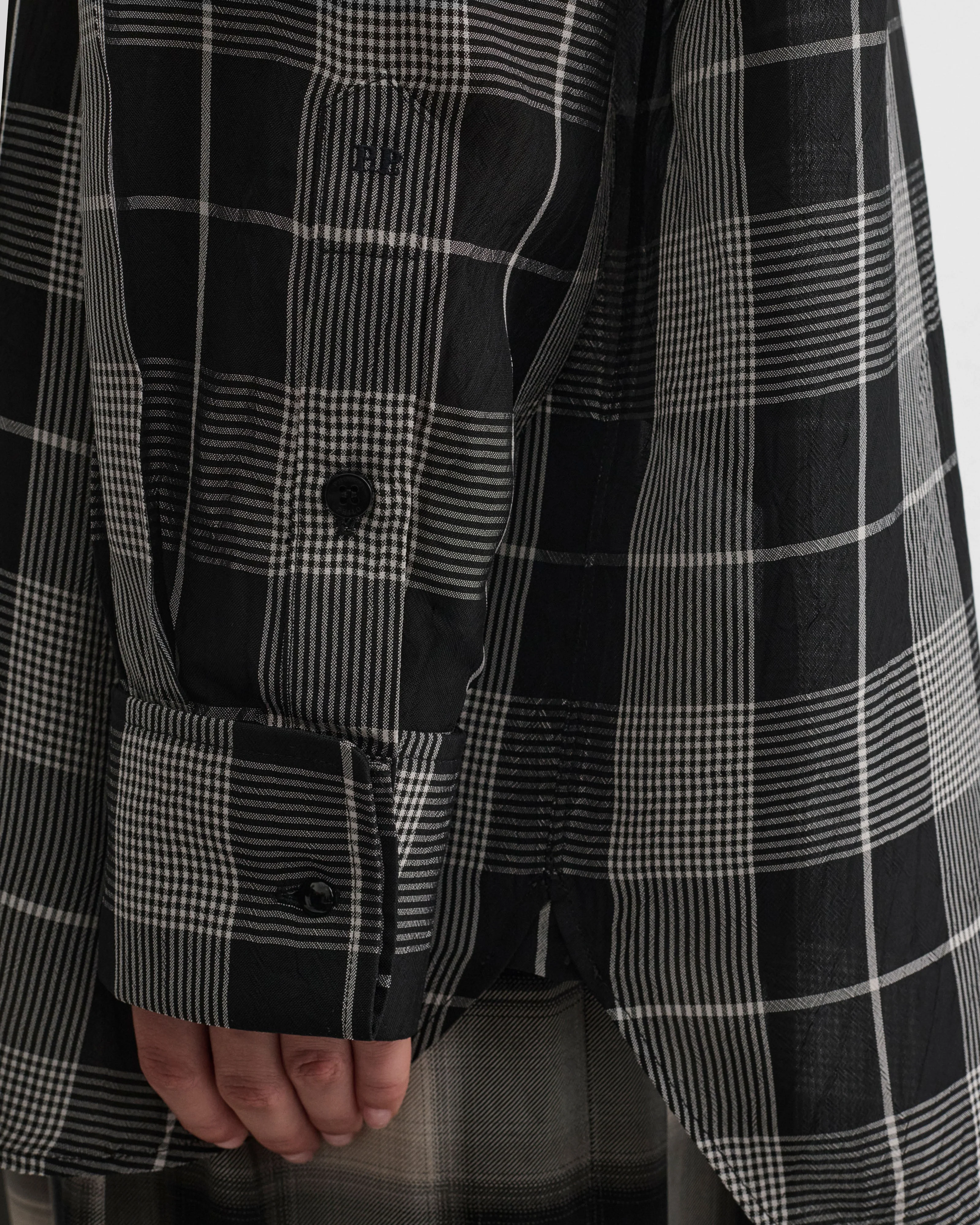CUSTOM TUX SHIRT | b/w check viscose - Image 6