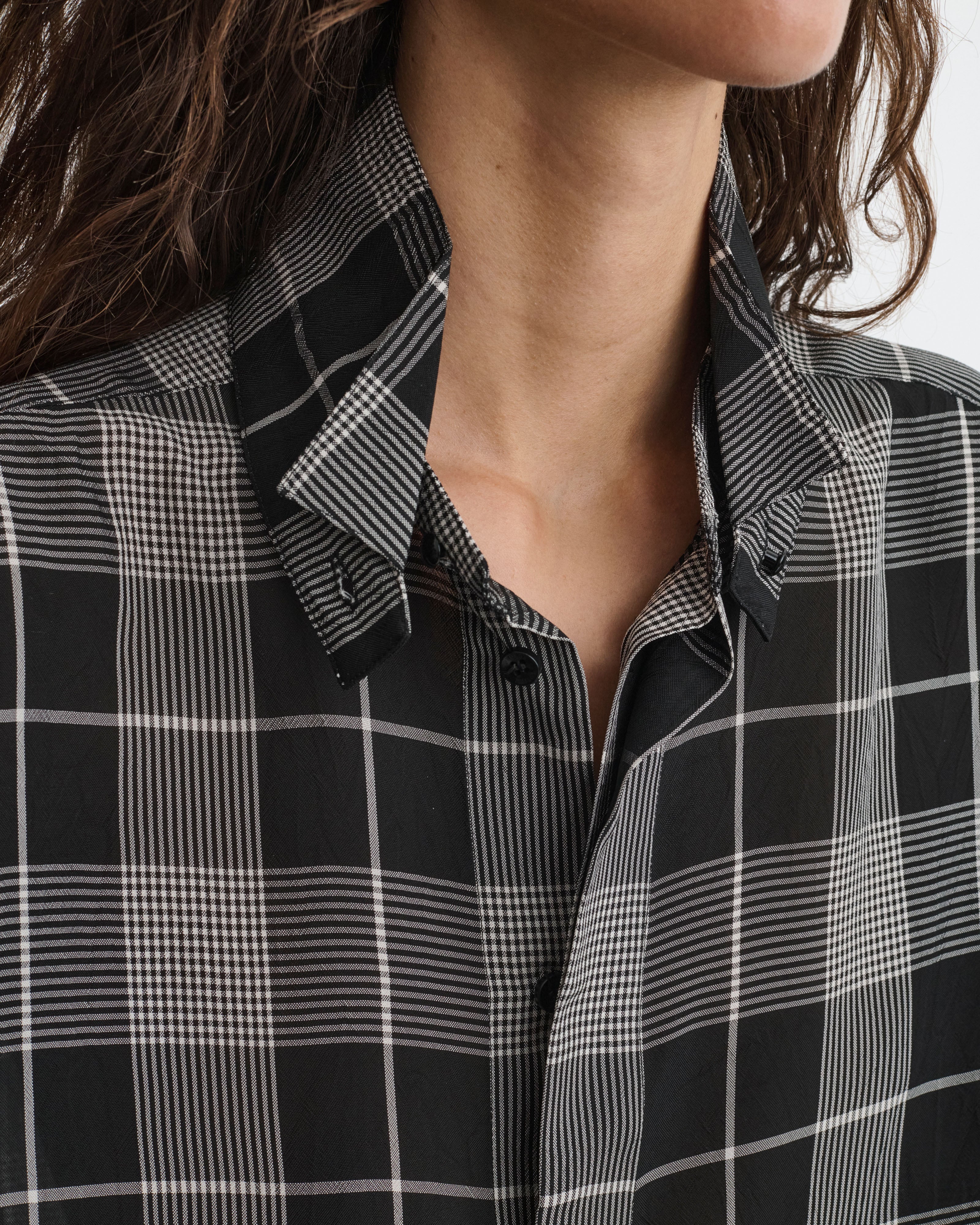 CUSTOM TUX SHIRT | b/w check viscose - Image 7