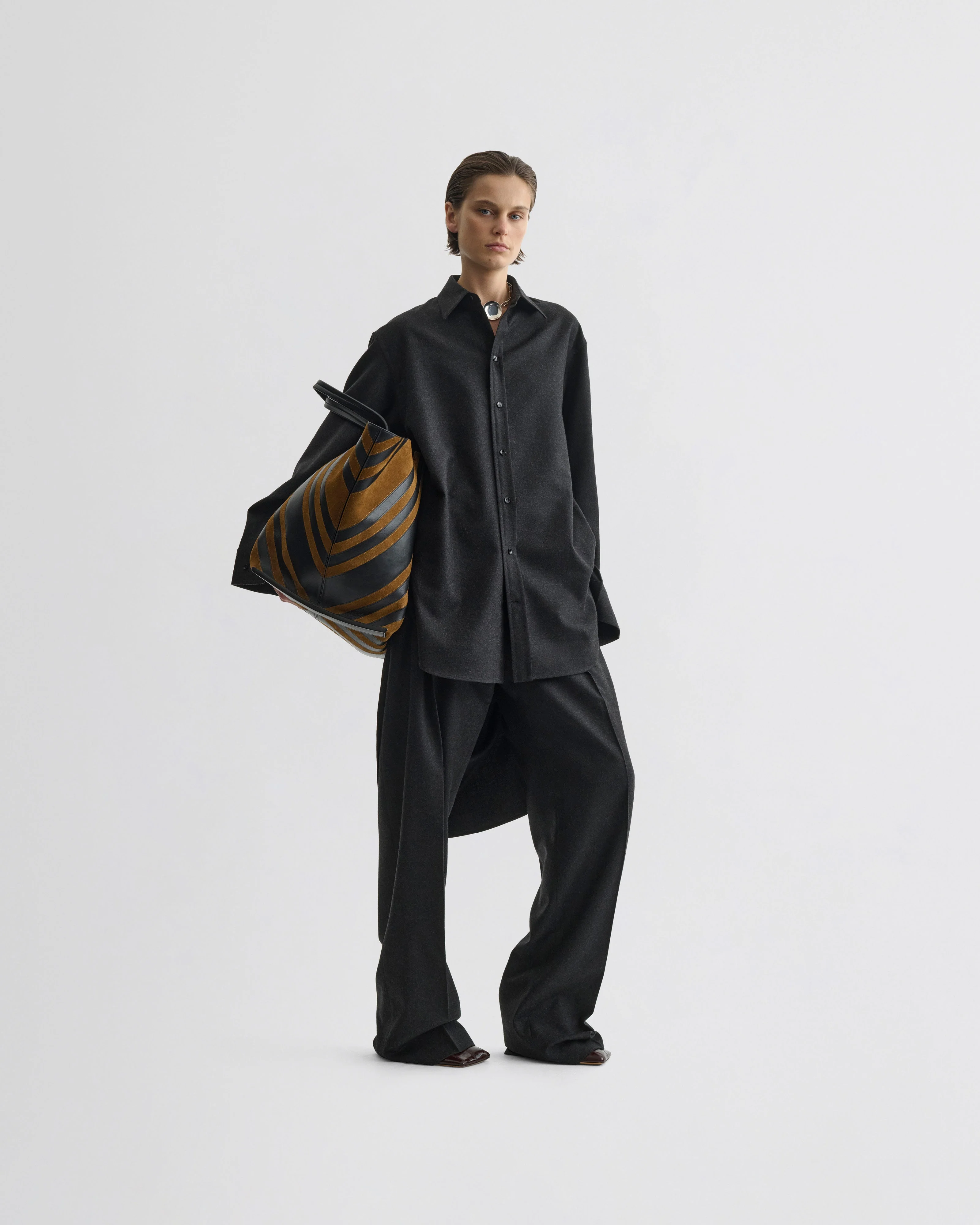 DOUBLE PLEAT TROUSERS | charcoal wool - Image 3