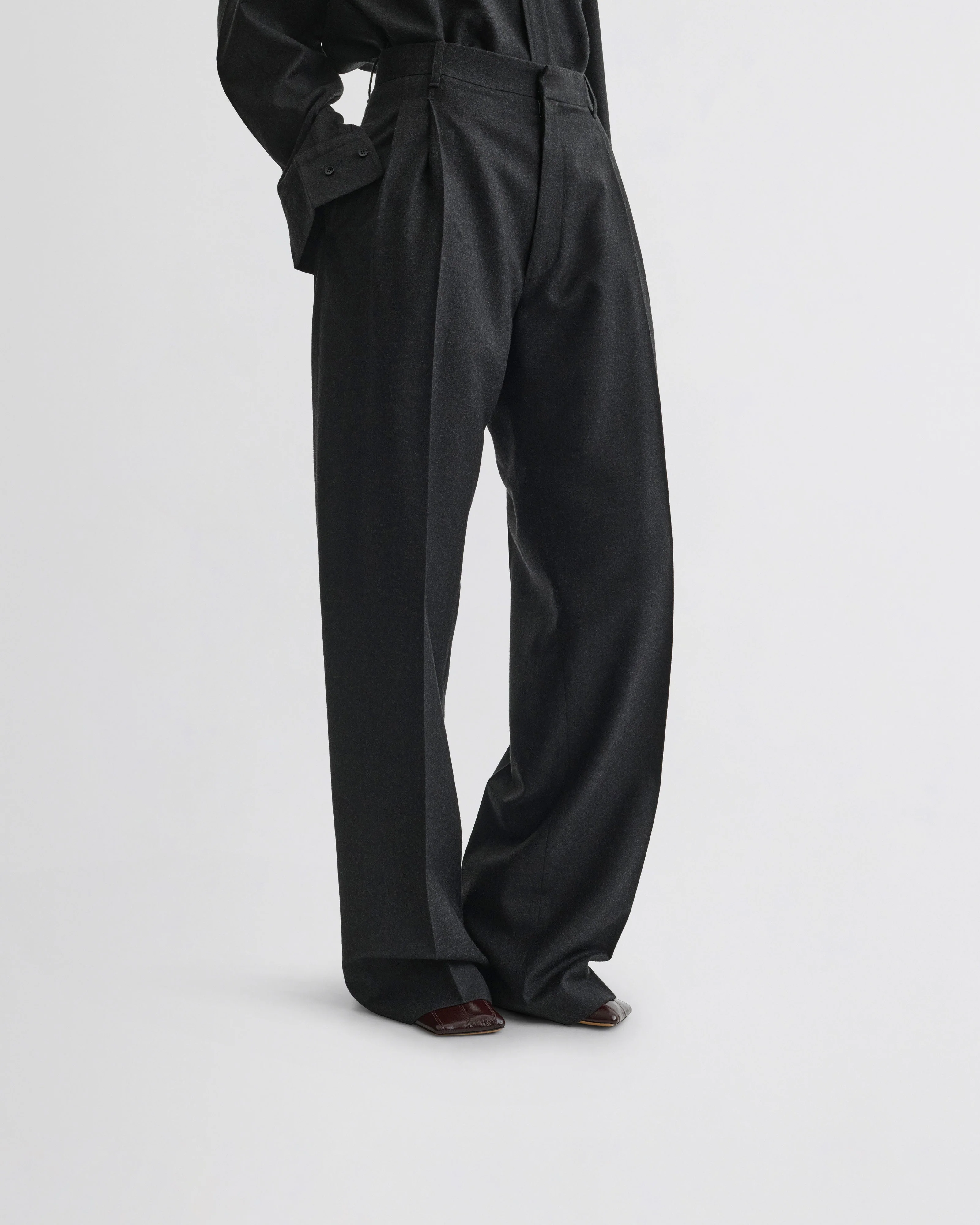 DOUBLE PLEAT TROUSERS | charcoal wool - Image 5