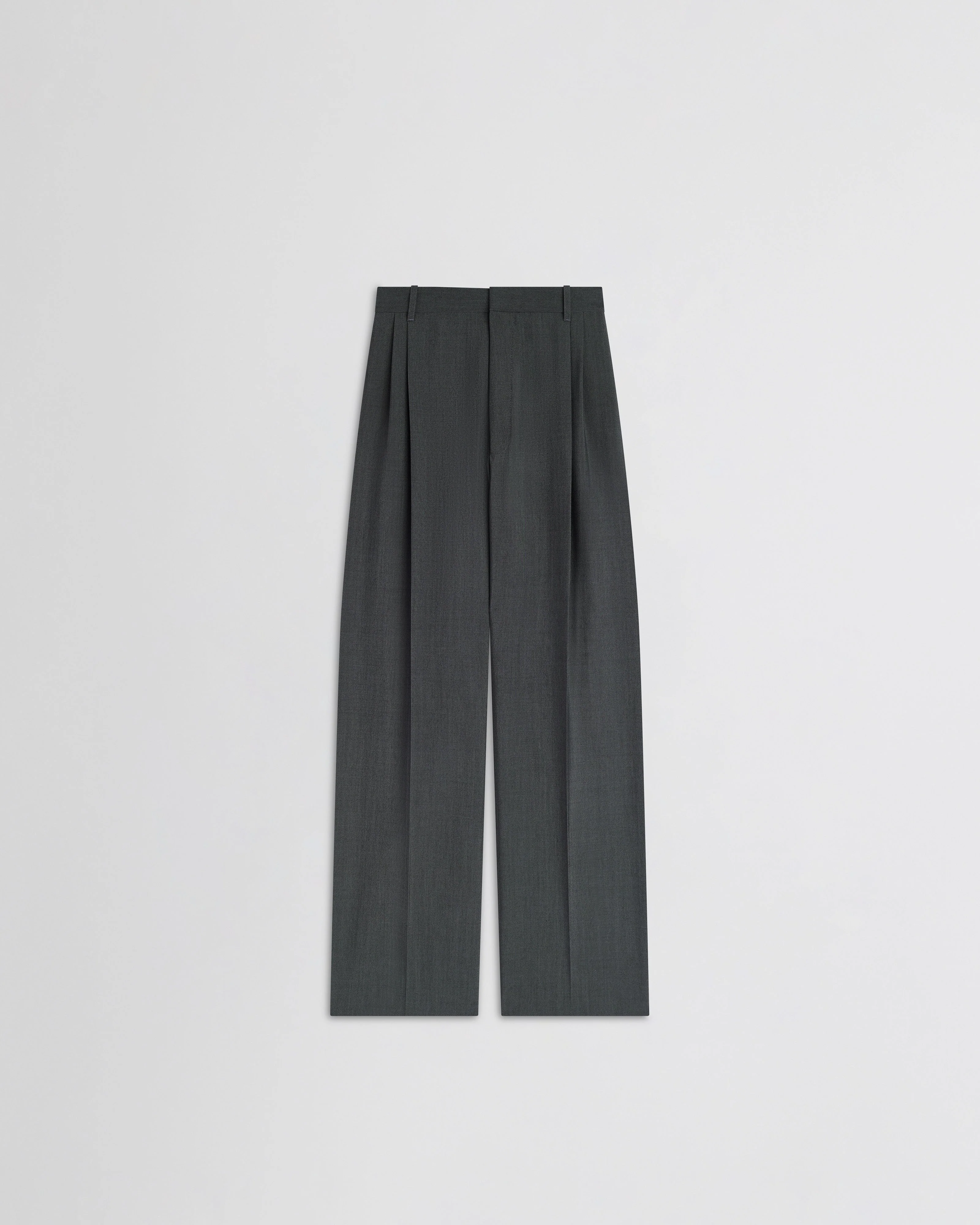 DOUBLE PLEAT TROUSERS | grey mélange wool