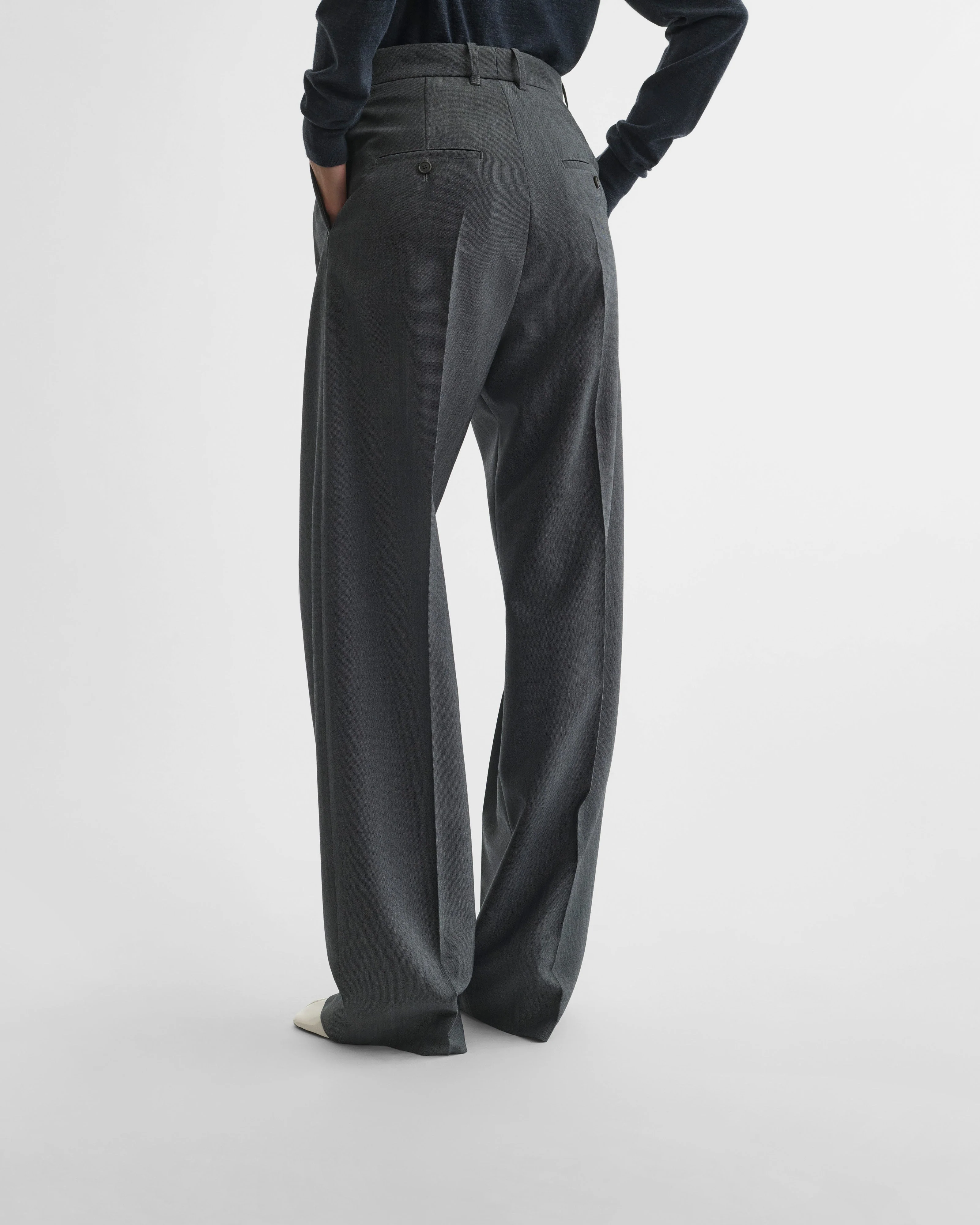 DOUBLE PLEAT TROUSERS | grey mélange wool - Image 6