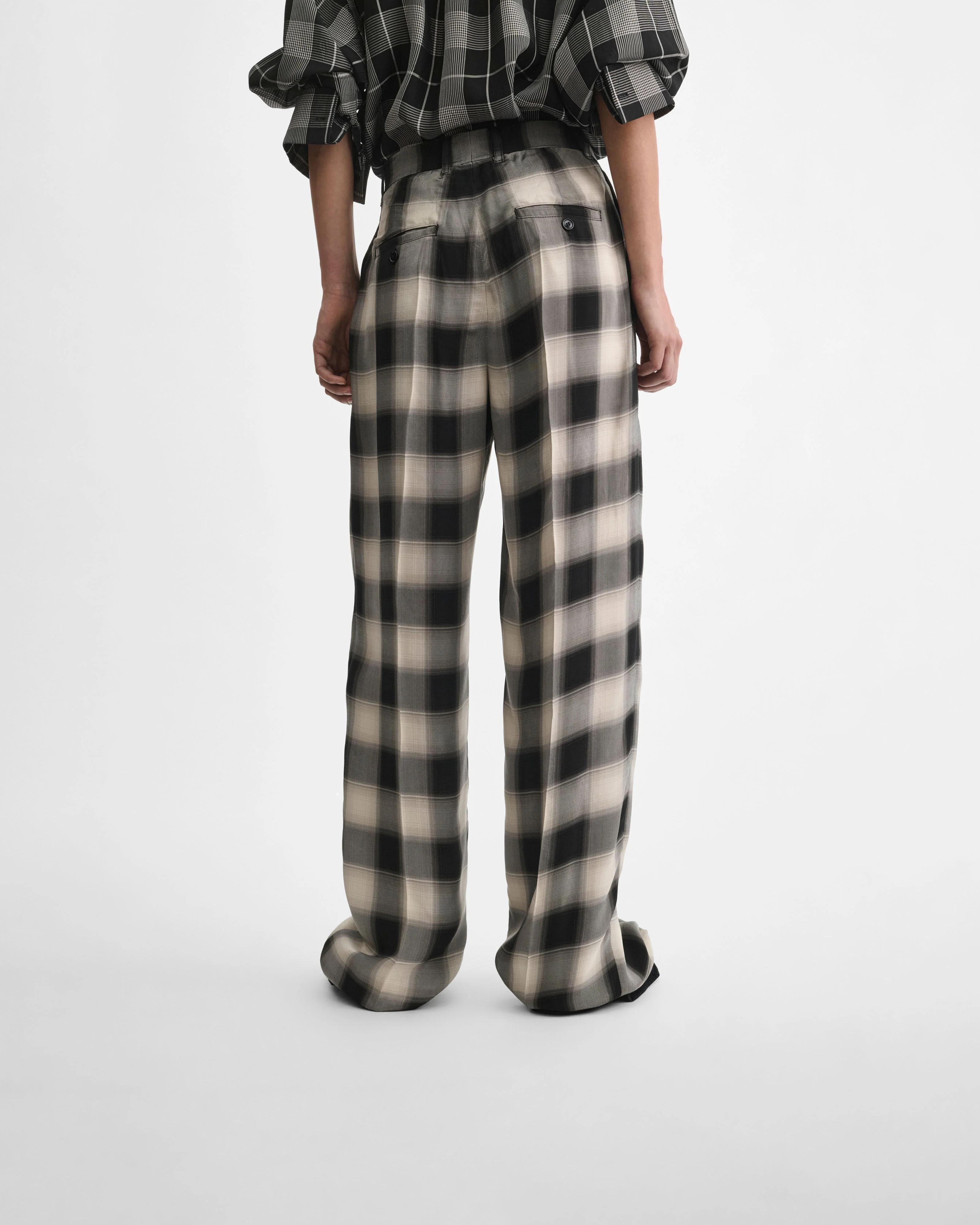 DOUBLE PLEAT TROUSERS | b/b check viscose - Image 4