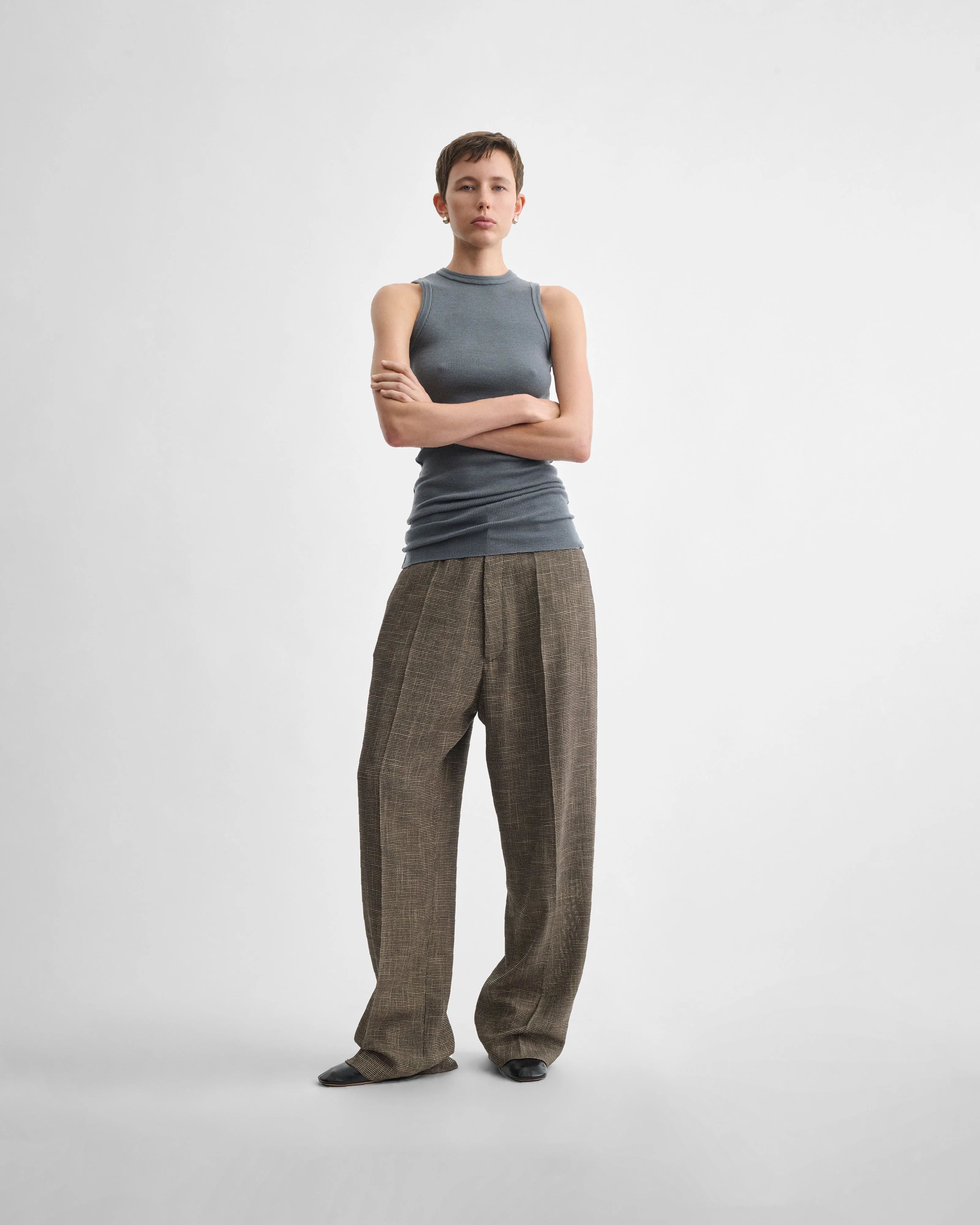 DROP TROUSERS | salt and pepper melange woven viscose - Image 3