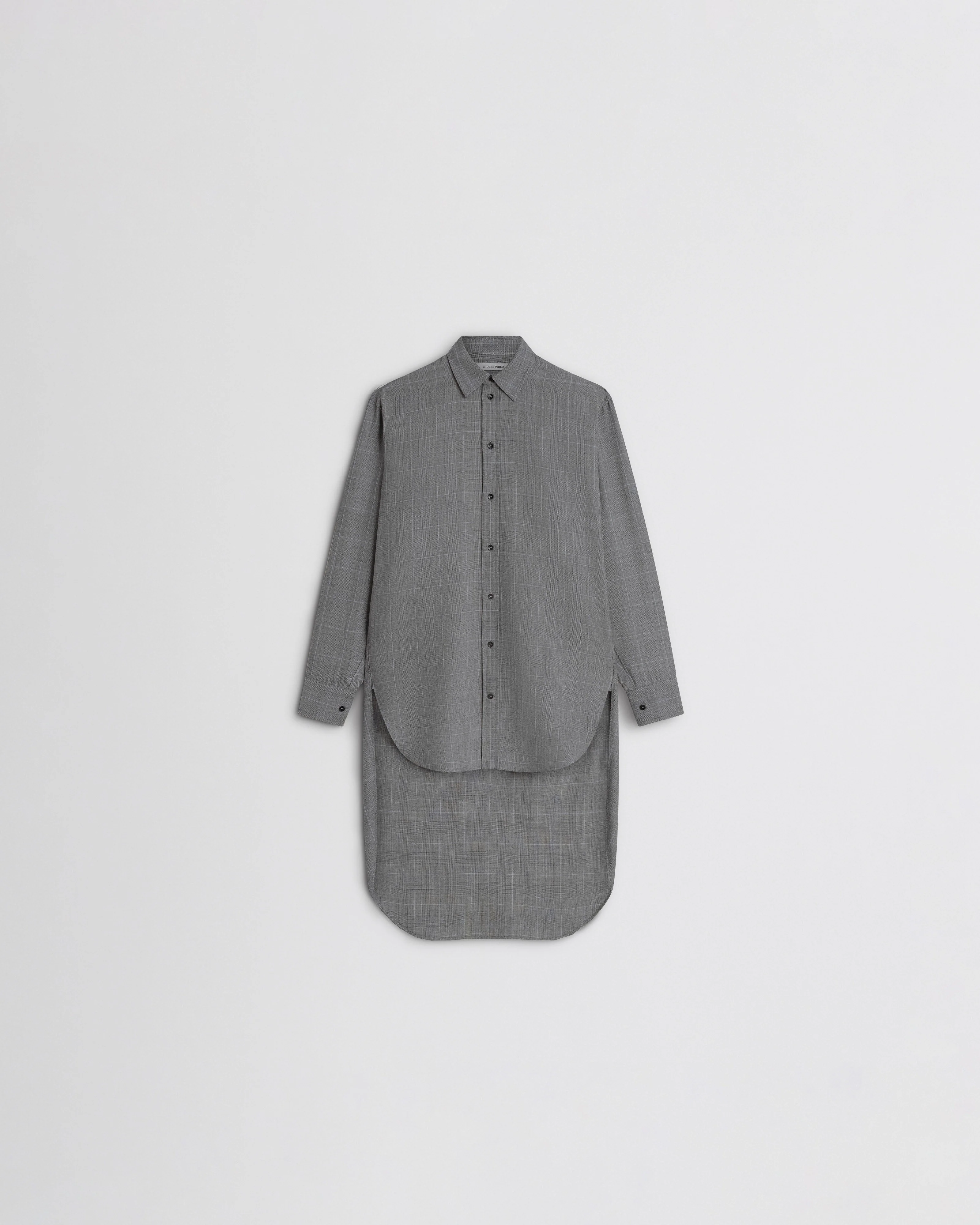 ELONGATED SHIRT | black-blue wool