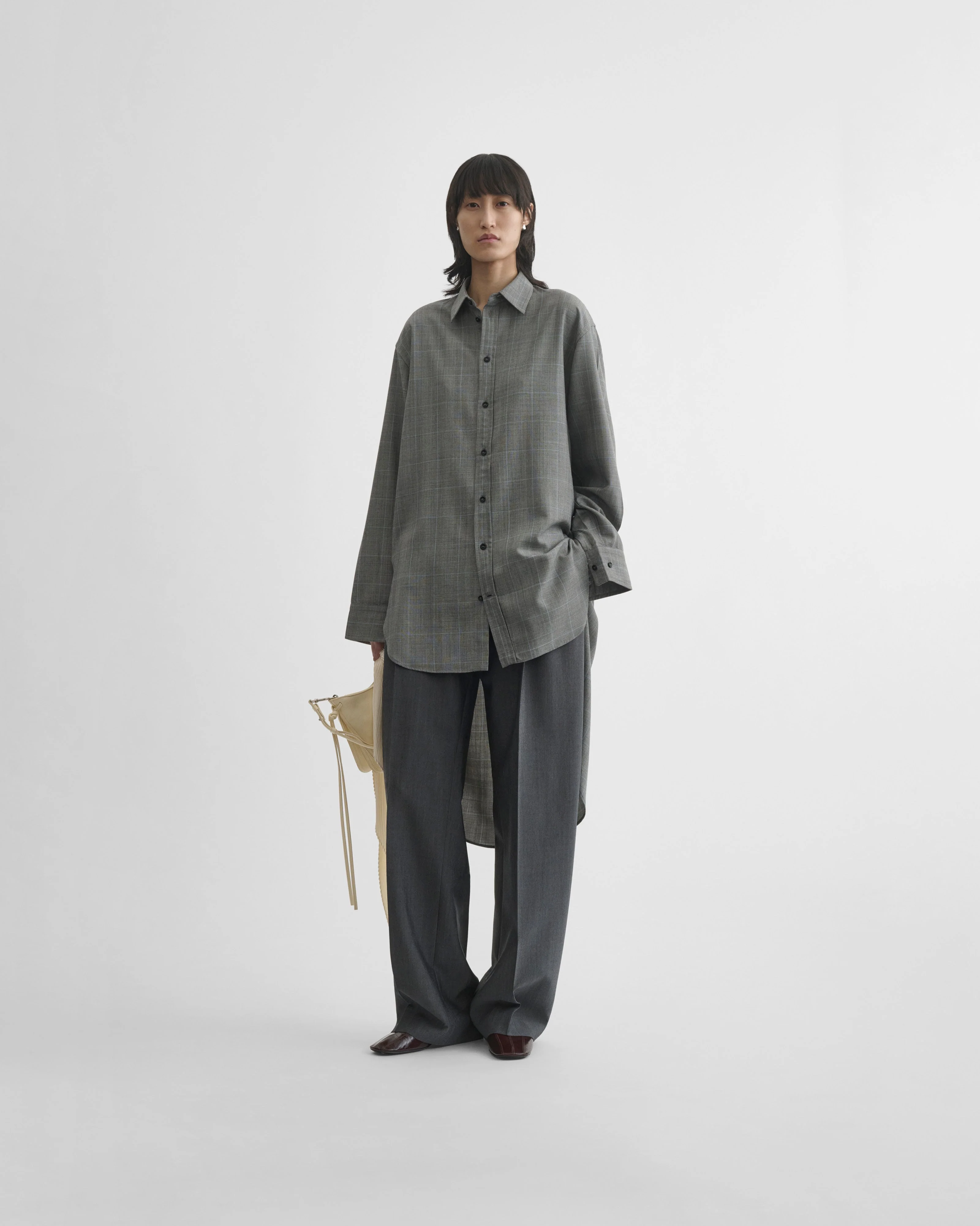 ELONGATED SHIRT | black-blue wool - Image 3