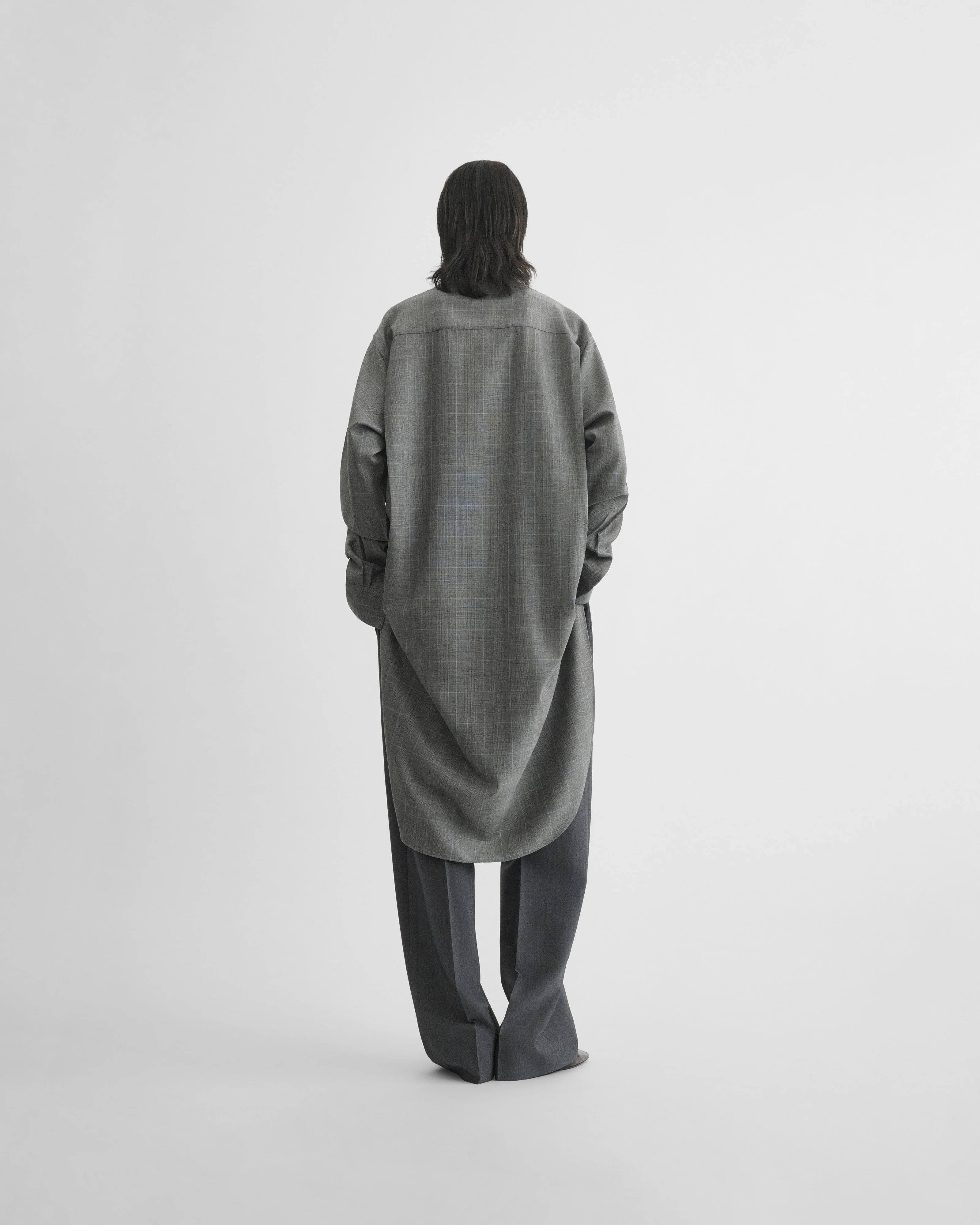 ELONGATED SHIRT | black-blue wool - Image 5