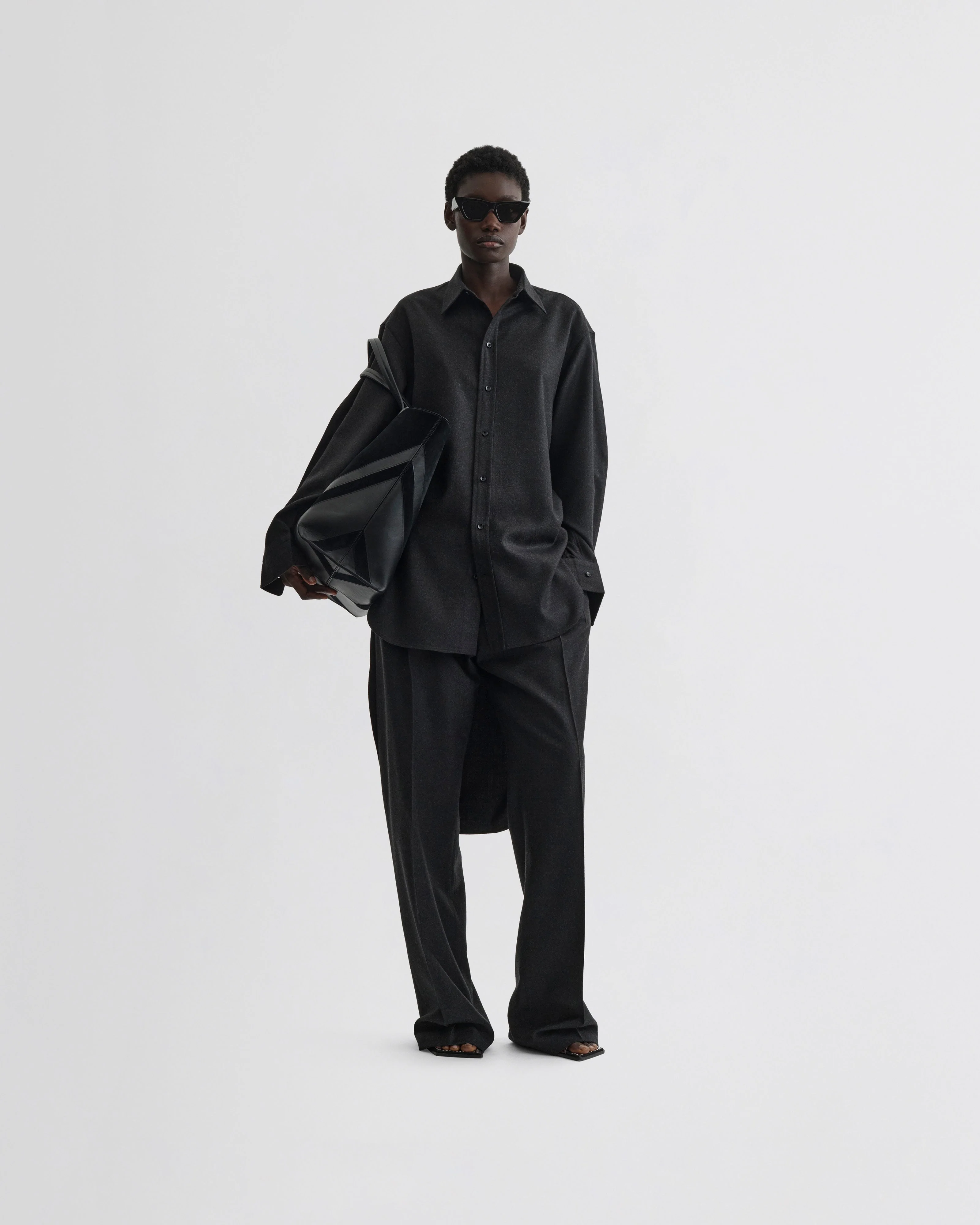 ELONGATED SHIRT | charcoal wool - Image 3