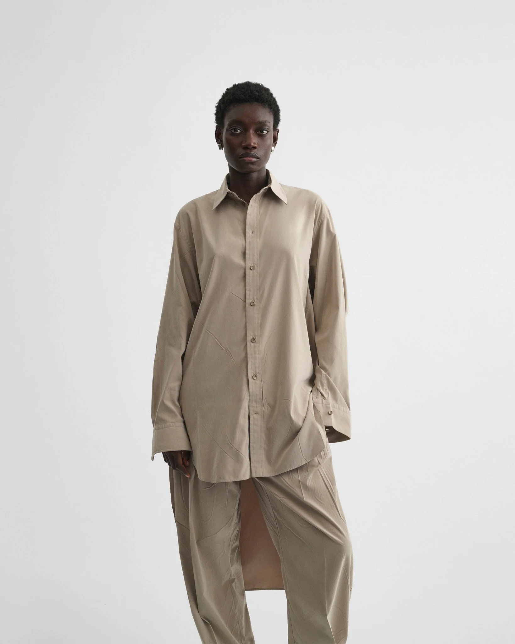 ELONGATED SHIRT | trench poly-twill - Image 4