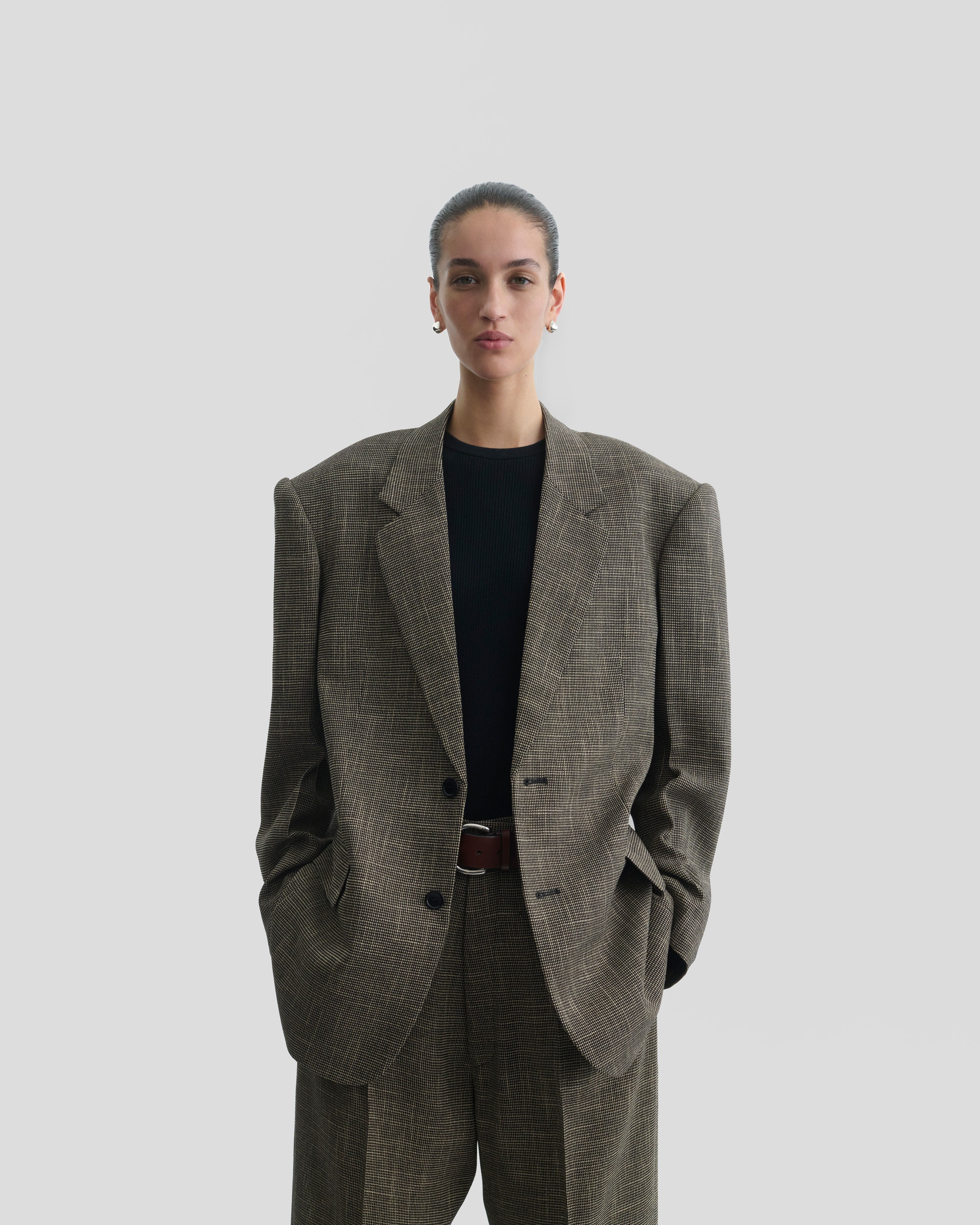 TAILORED JACKET | salt and pepper woven viscose - Image 4