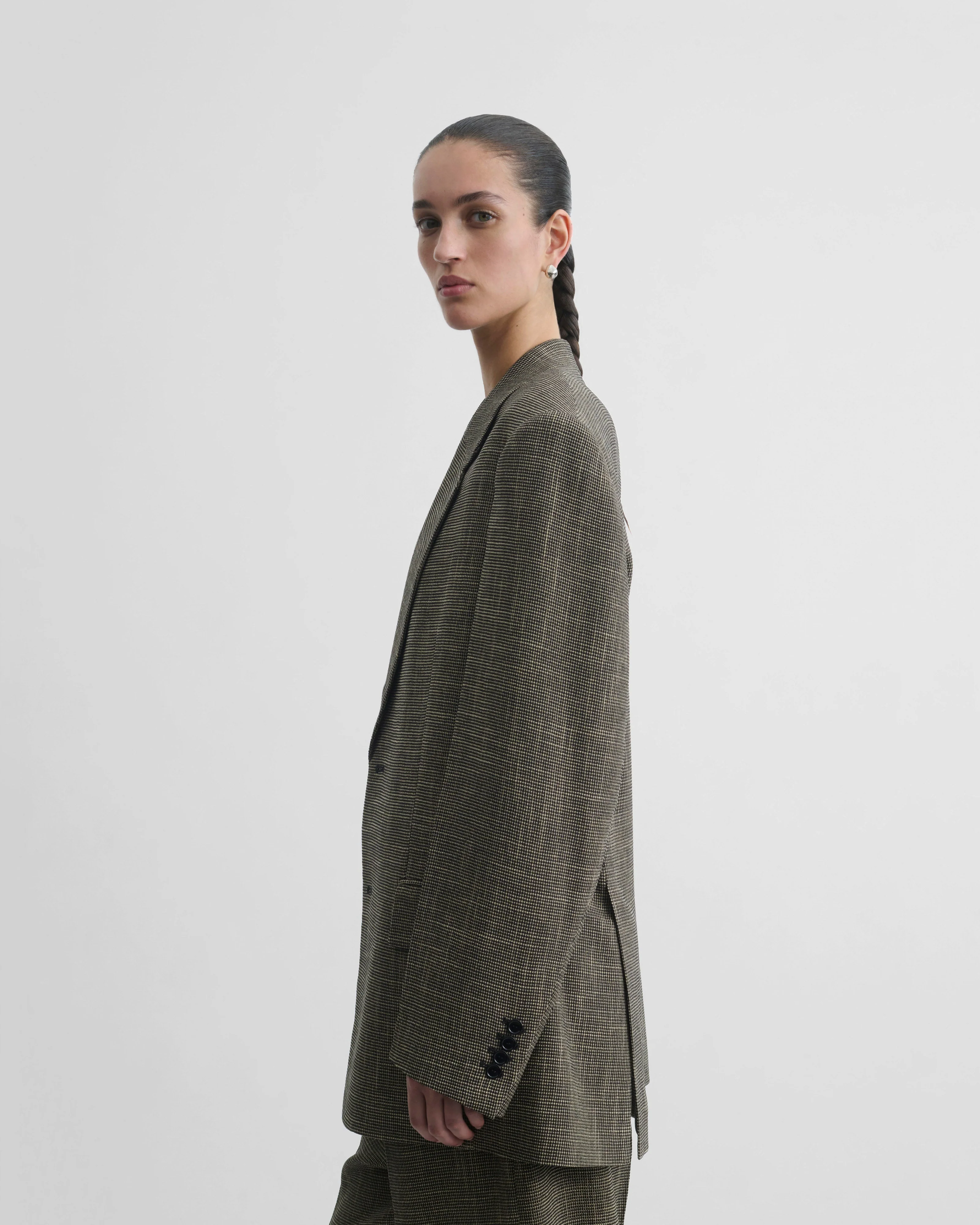 TAILORED JACKET | salt and pepper woven viscose - Image 5