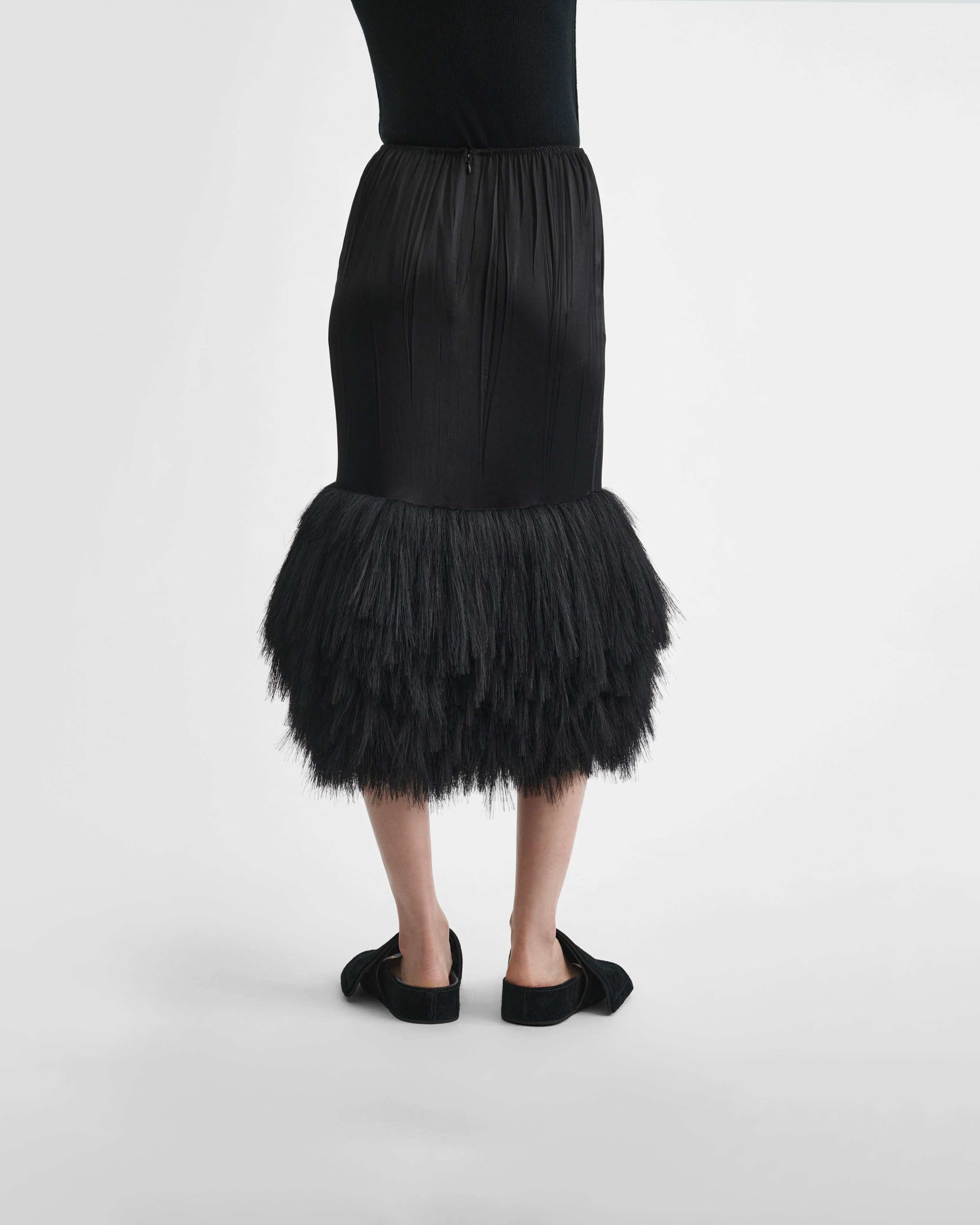 FRINGED SLIP SKIRT | black silk - Image 5