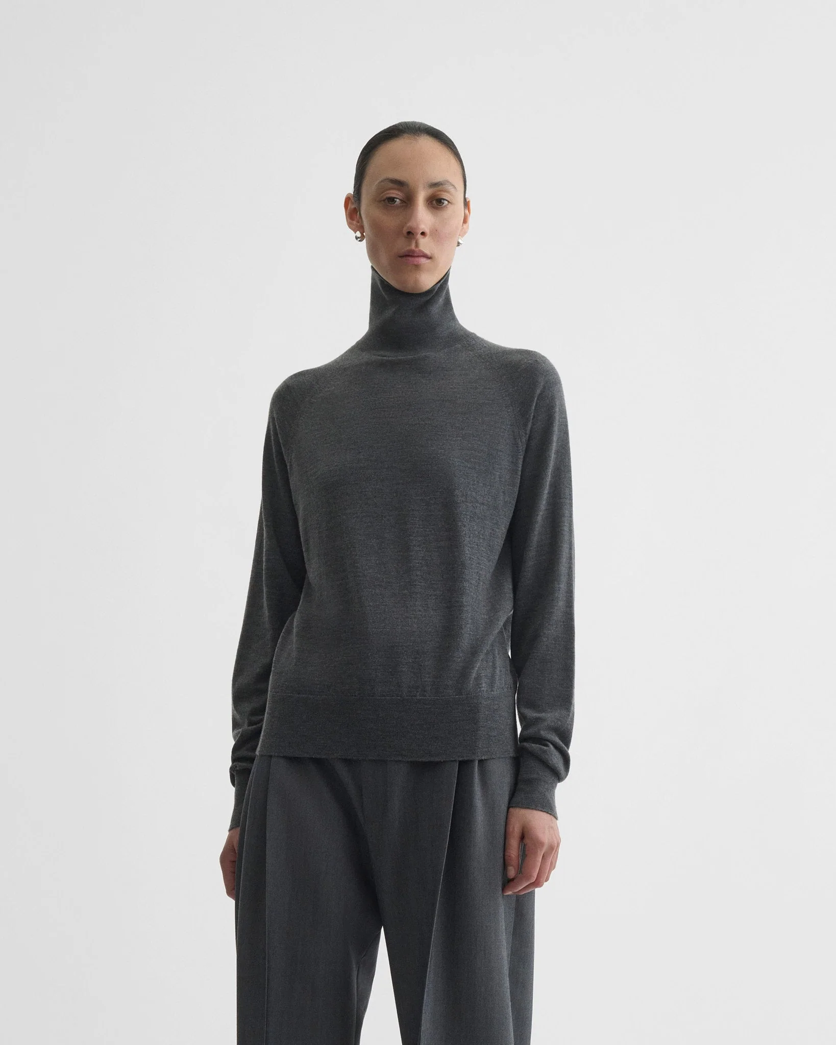 HIGH NECK JUMPER | anthracite melange wool - Image 3