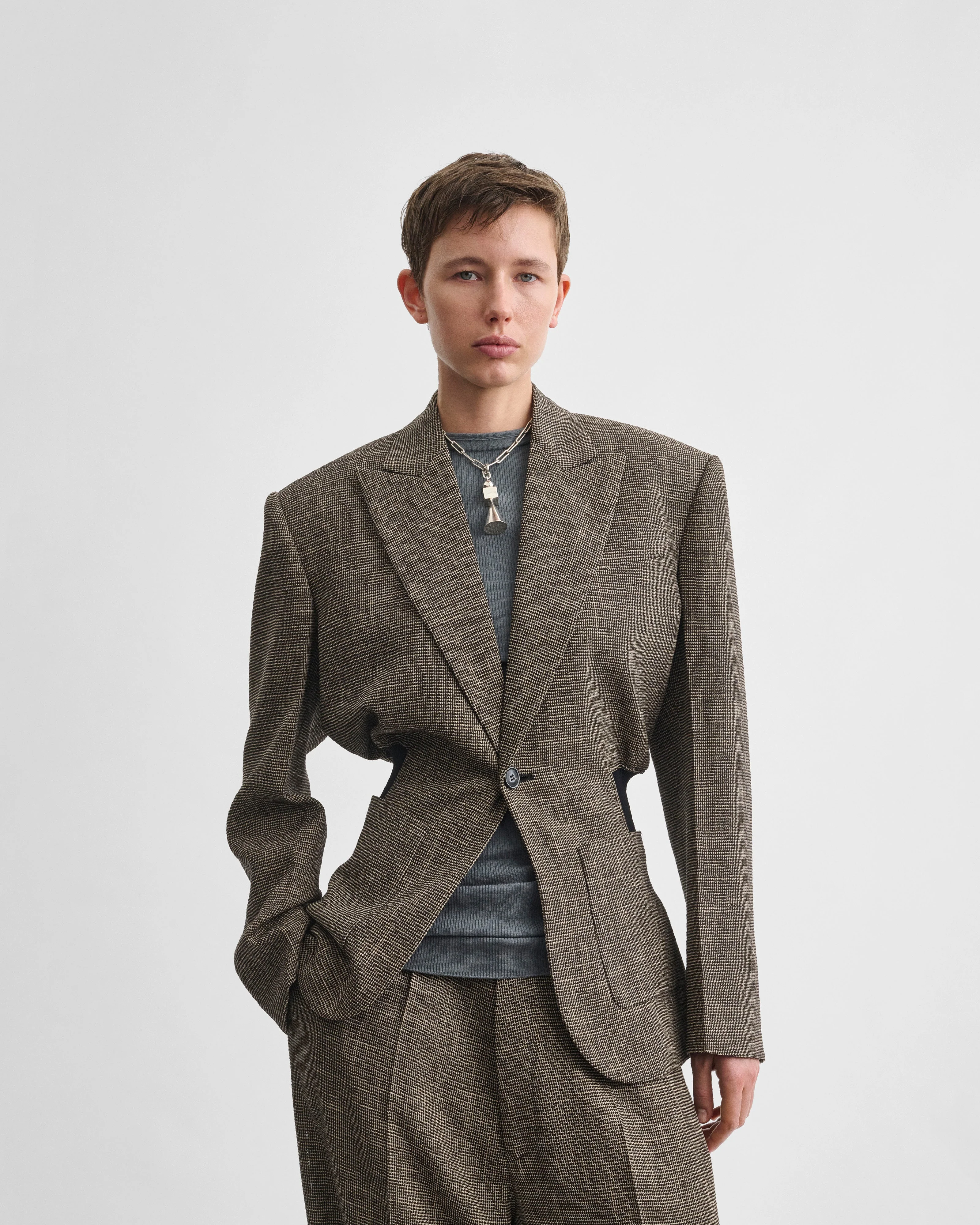 KICK TAILORED JACKET | salt and pepper viscose - Image 3