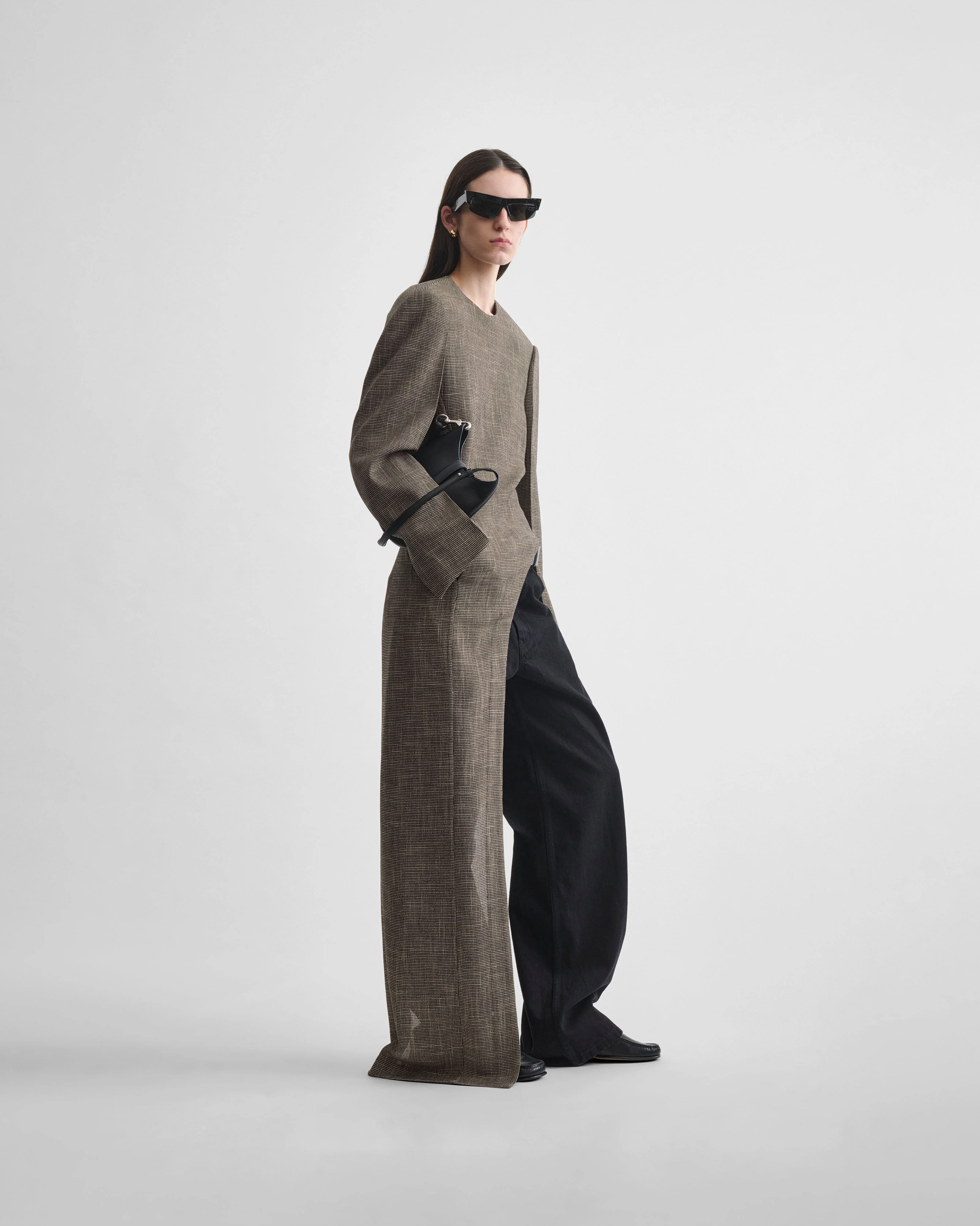 KINKED ASYMMETRIC TAILORED TOP | salt and pepper viscose - Image 5