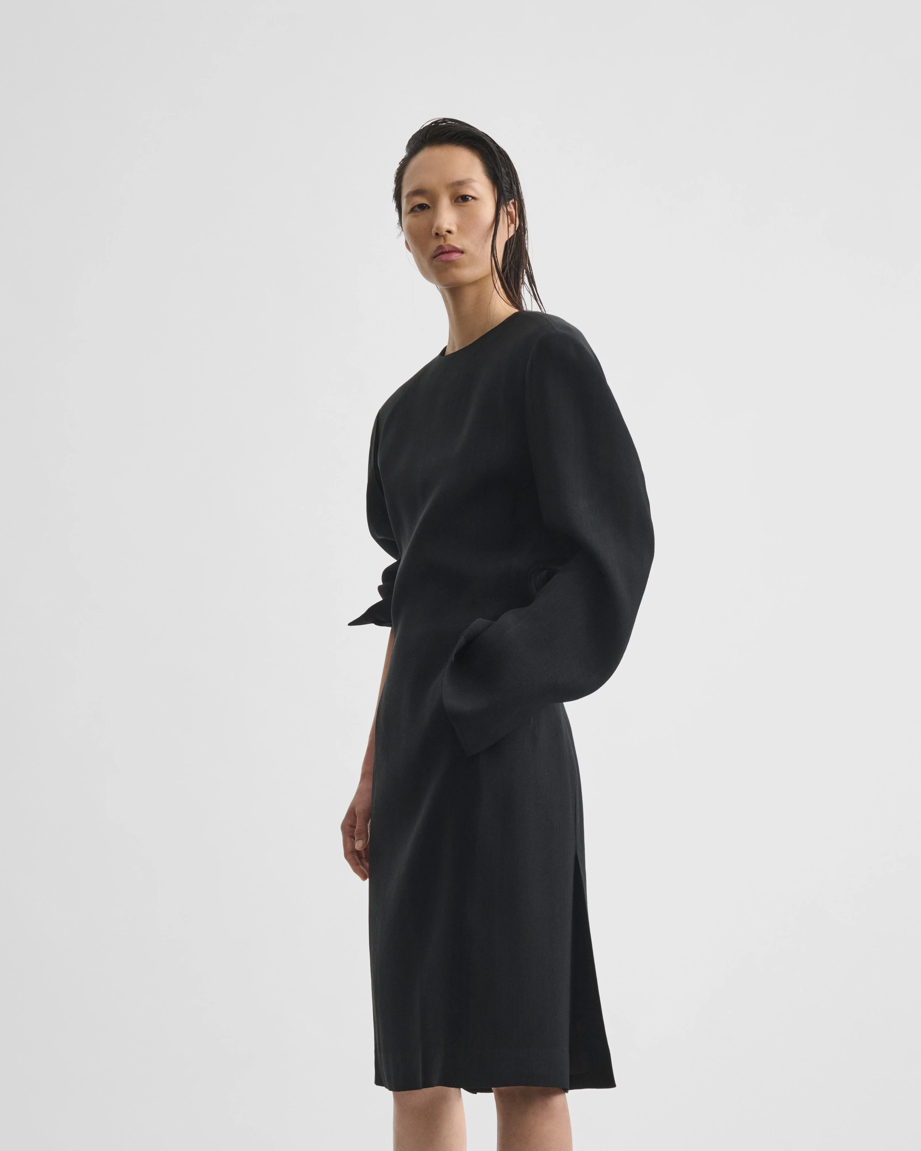 KINKED TAILORED DRESS | black viscose - Image 3