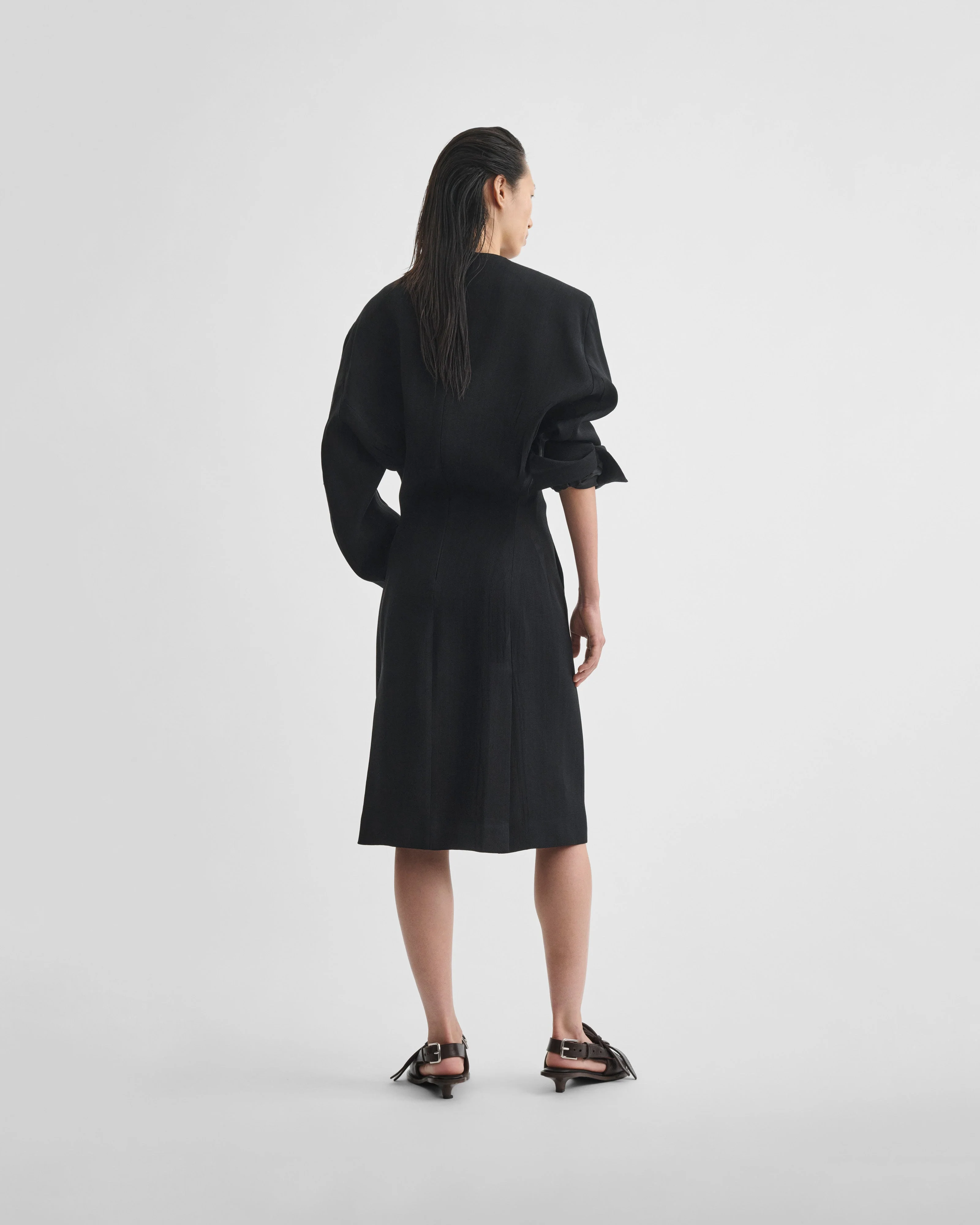 KINKED TAILORED DRESS | black viscose - Image 4