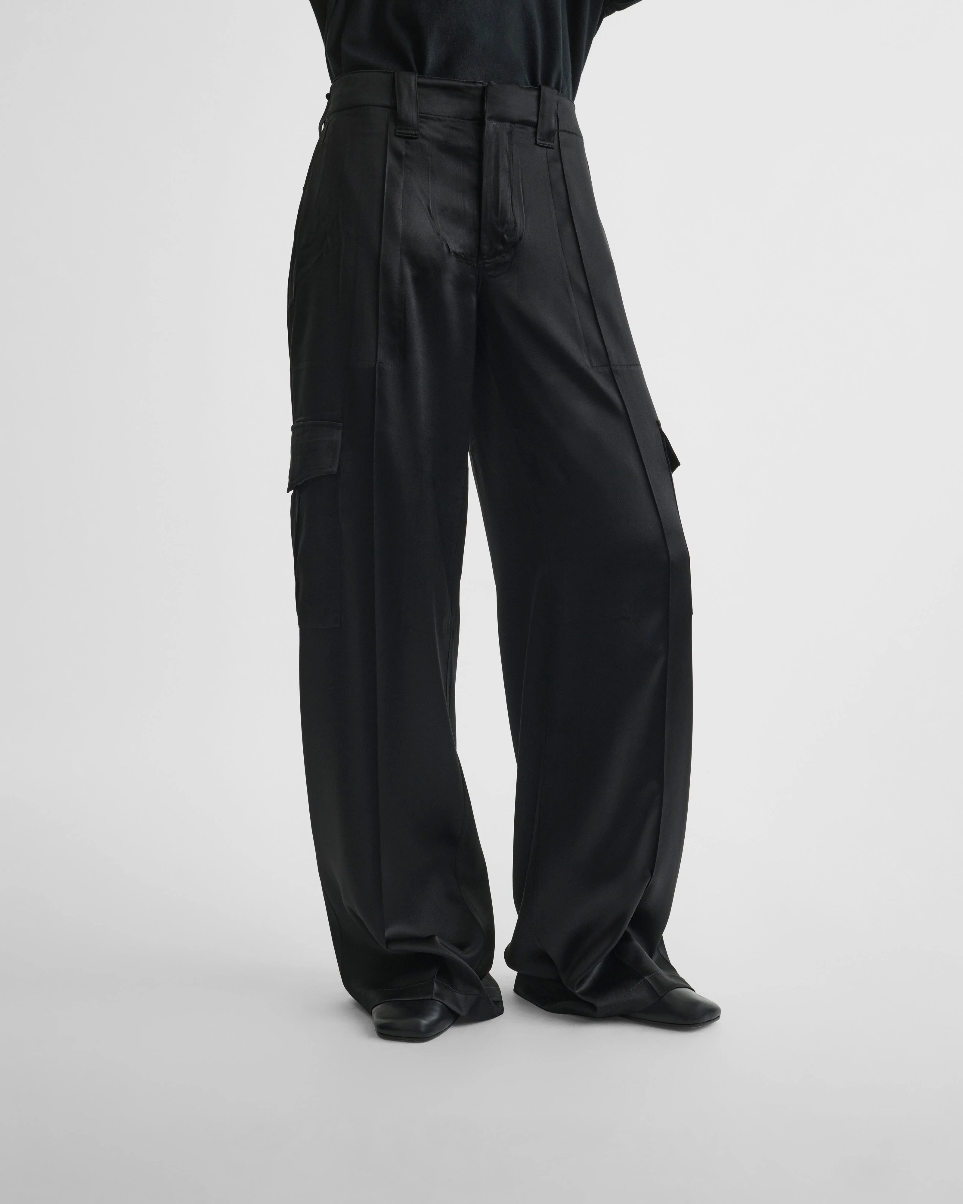 LIQUID CARGO TROUSERS | black silk - Image 4