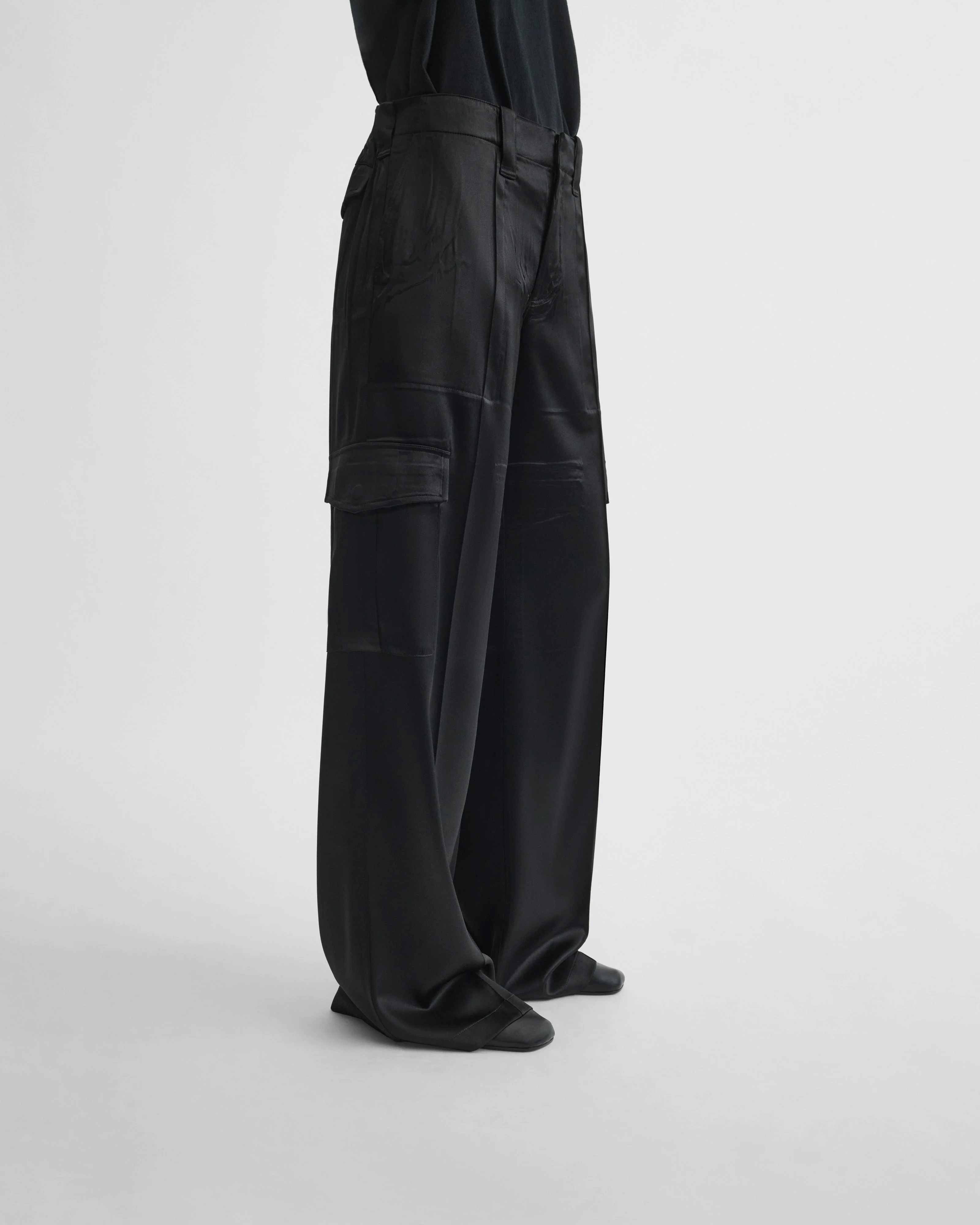 LIQUID CARGO TROUSERS | black silk - Image 5