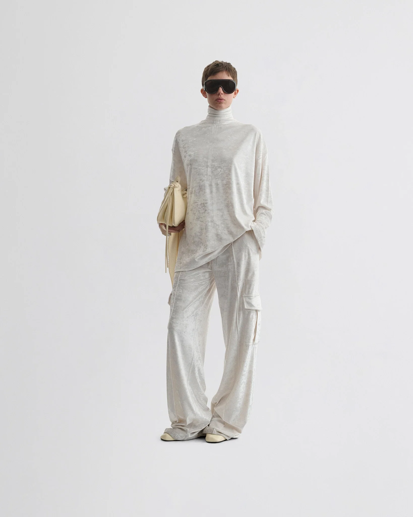 LIQUID CARGO TROUSERS | white crushed velvet - Image 3