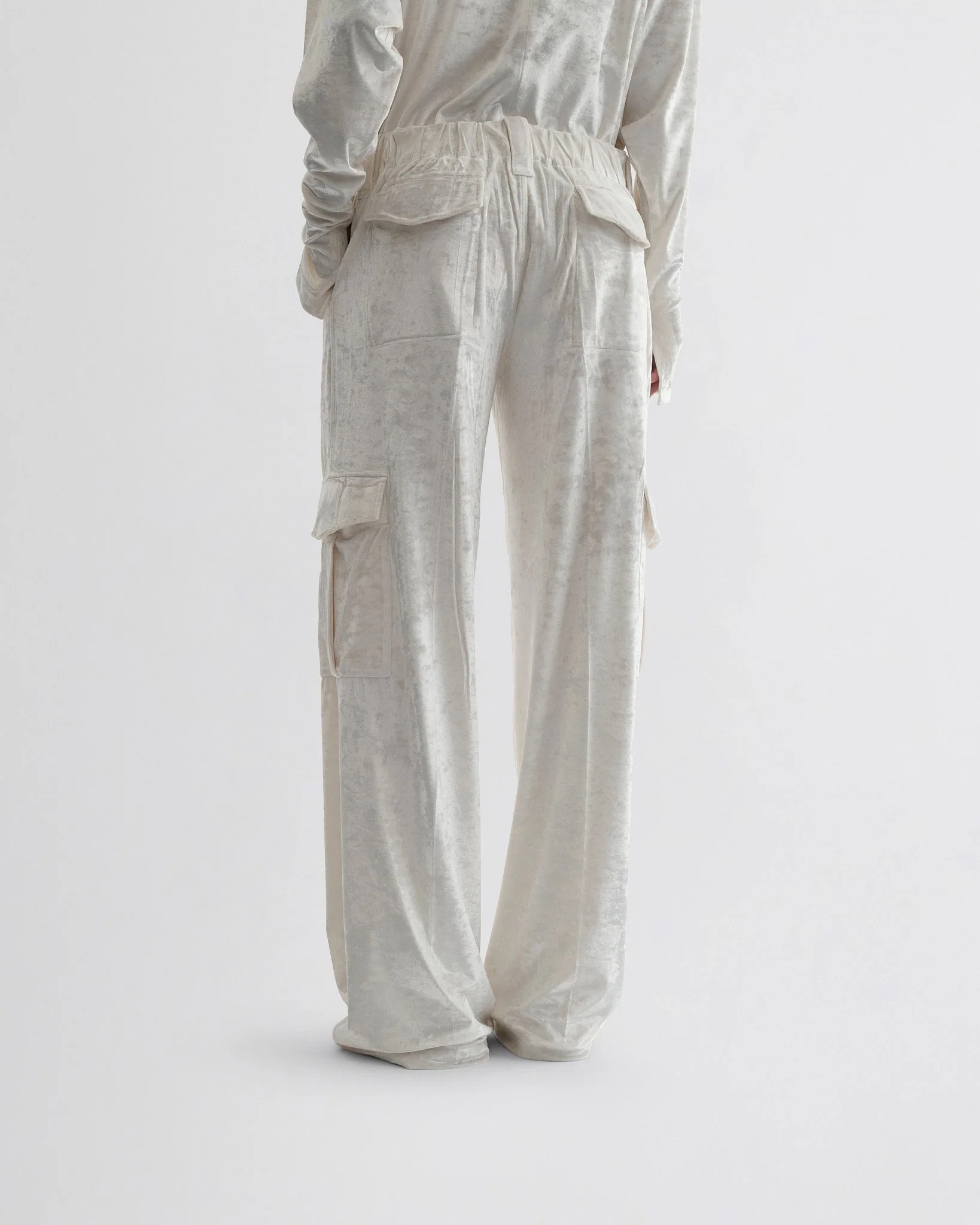 LIQUID CARGO TROUSERS | white crushed velvet - Image 5